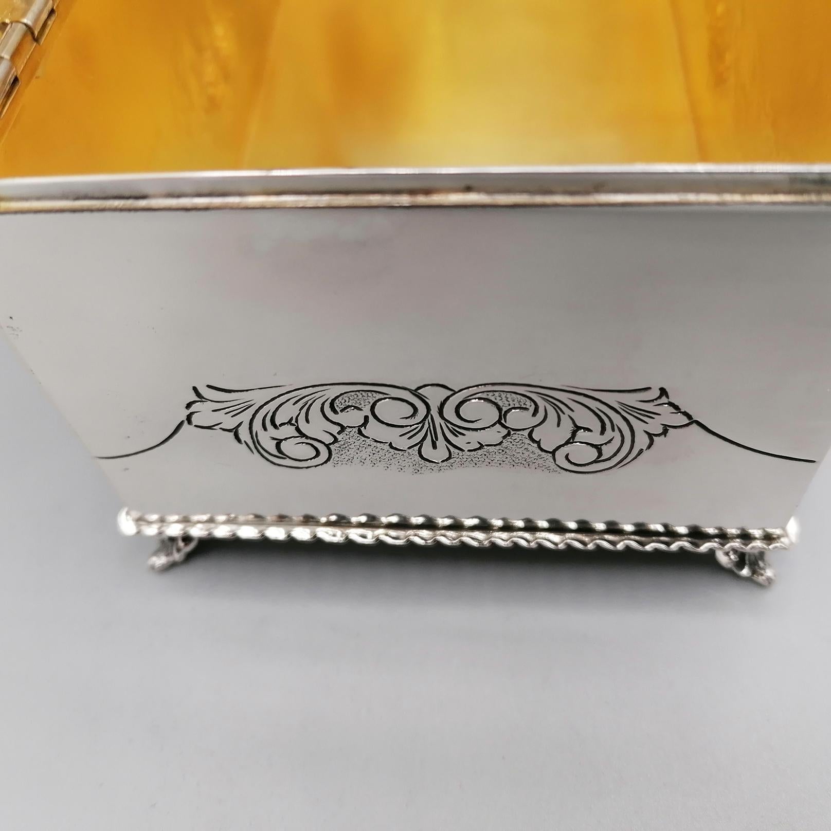 20th Century Italian 800 Solid Silver Jewel Box For Sale 7