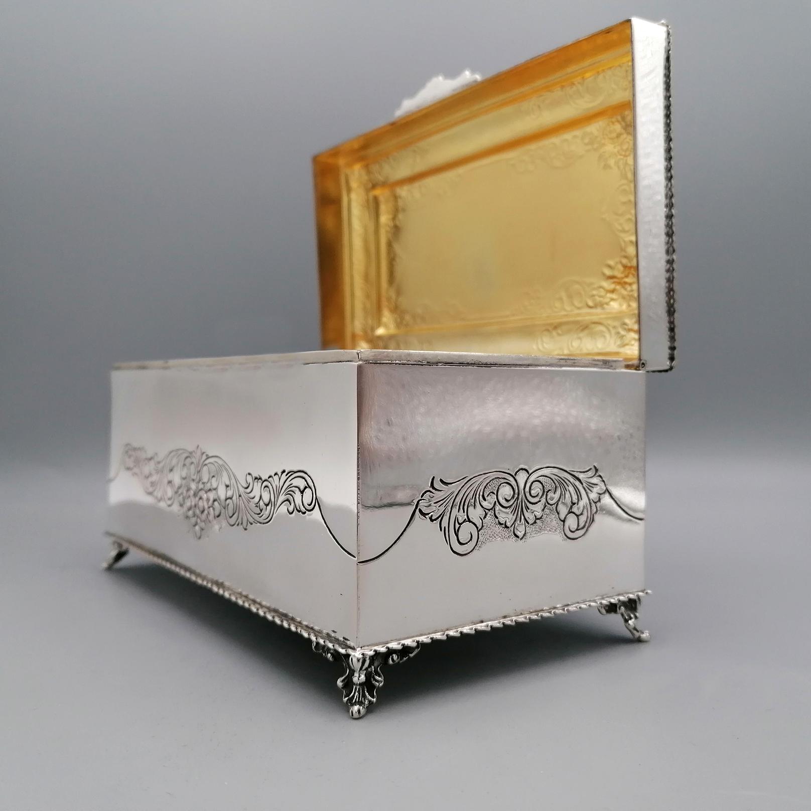 20th Century Italian 800 Solid Silver Jewel Box For Sale 8