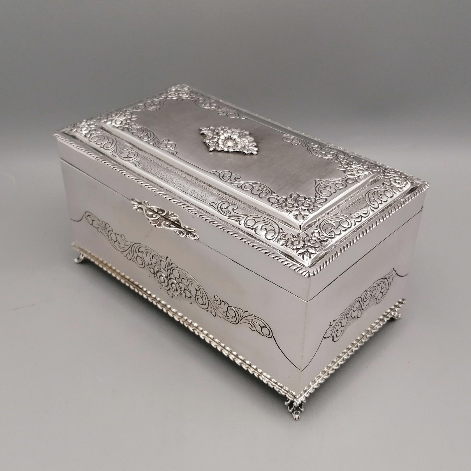 Baroque 20th Century Italian 800 Solid Silver Jewel Box For Sale