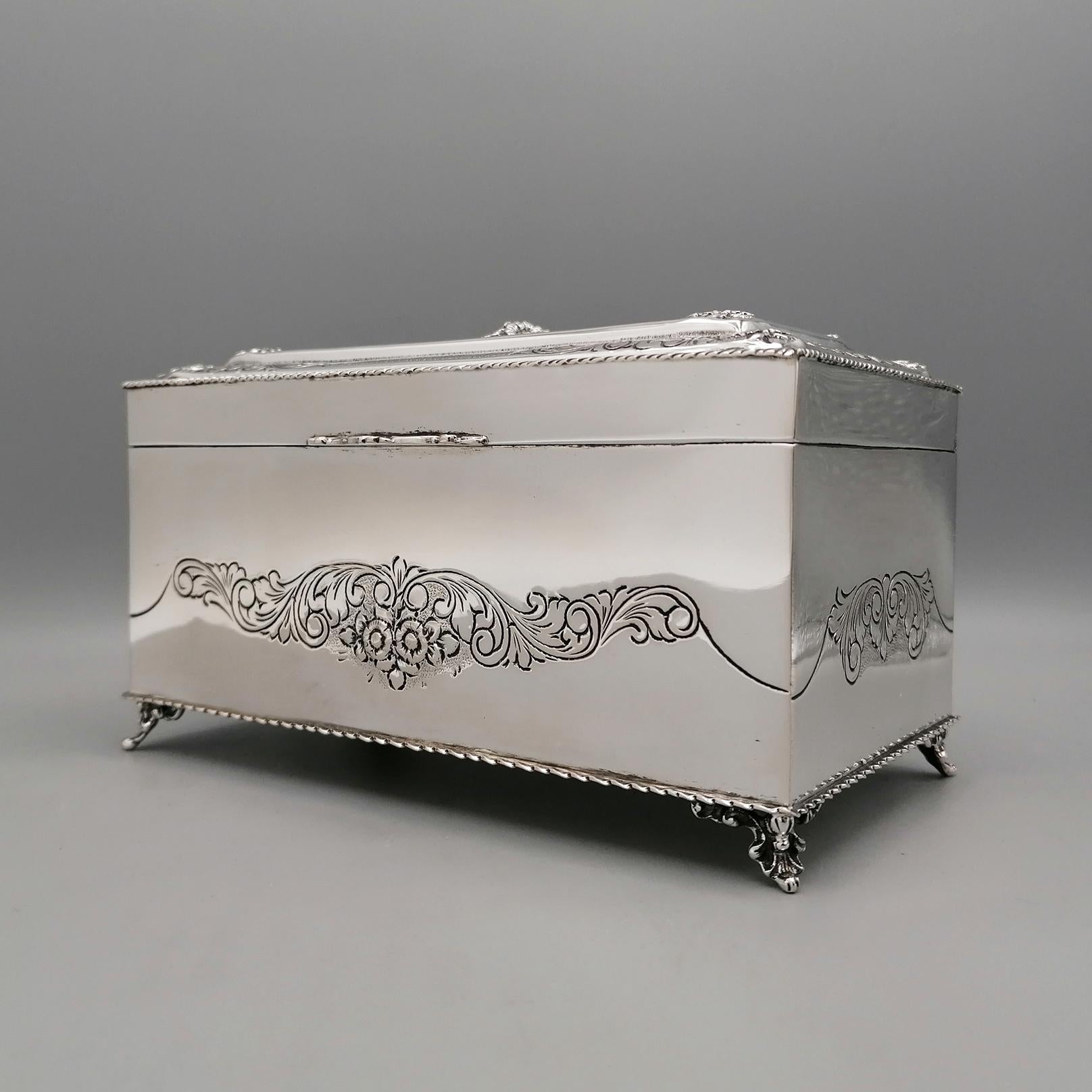 Forged 20th Century Italian 800 Solid Silver Jewel Box For Sale