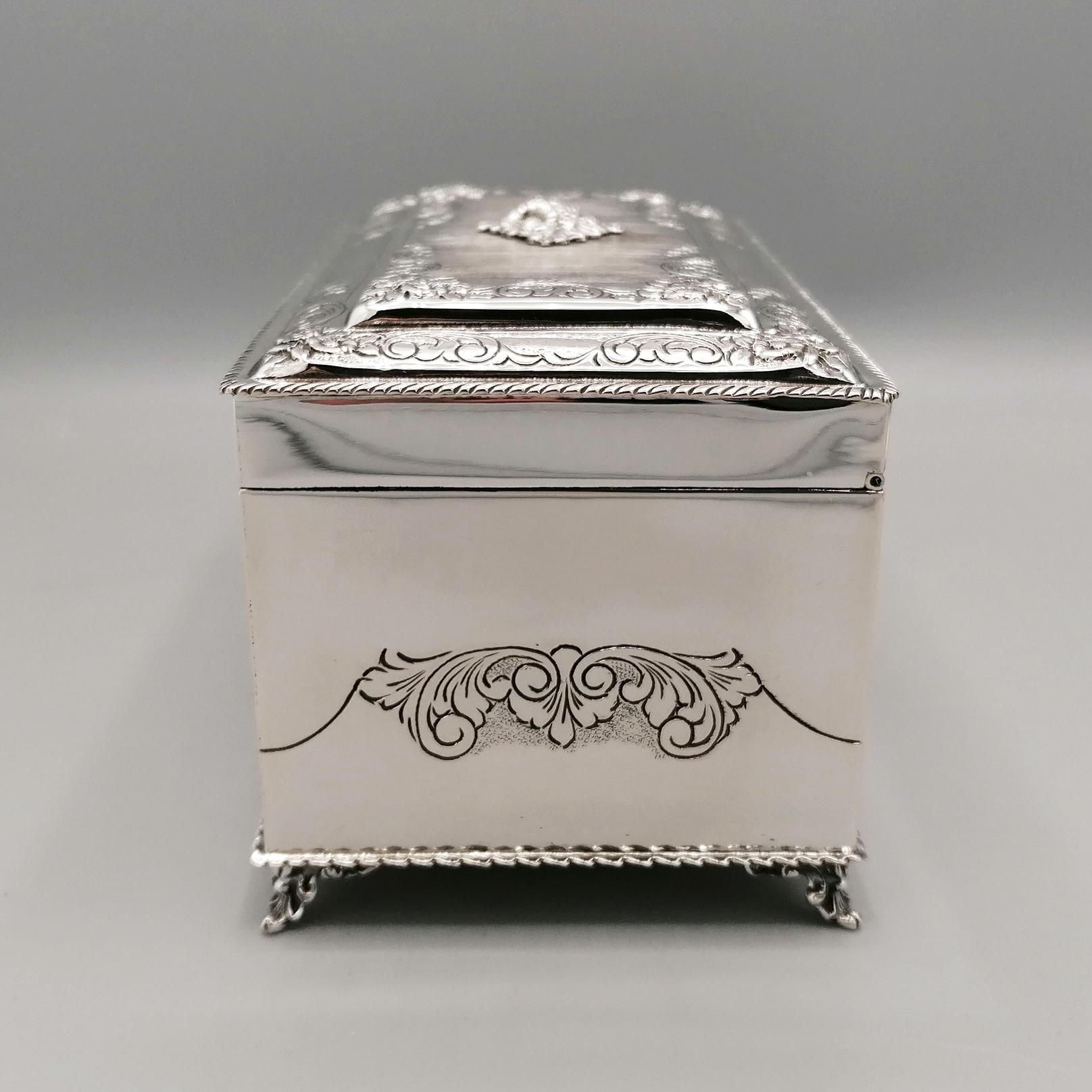 20th Century Italian 800 Solid Silver Jewel Box In Excellent Condition For Sale In VALENZA, IT