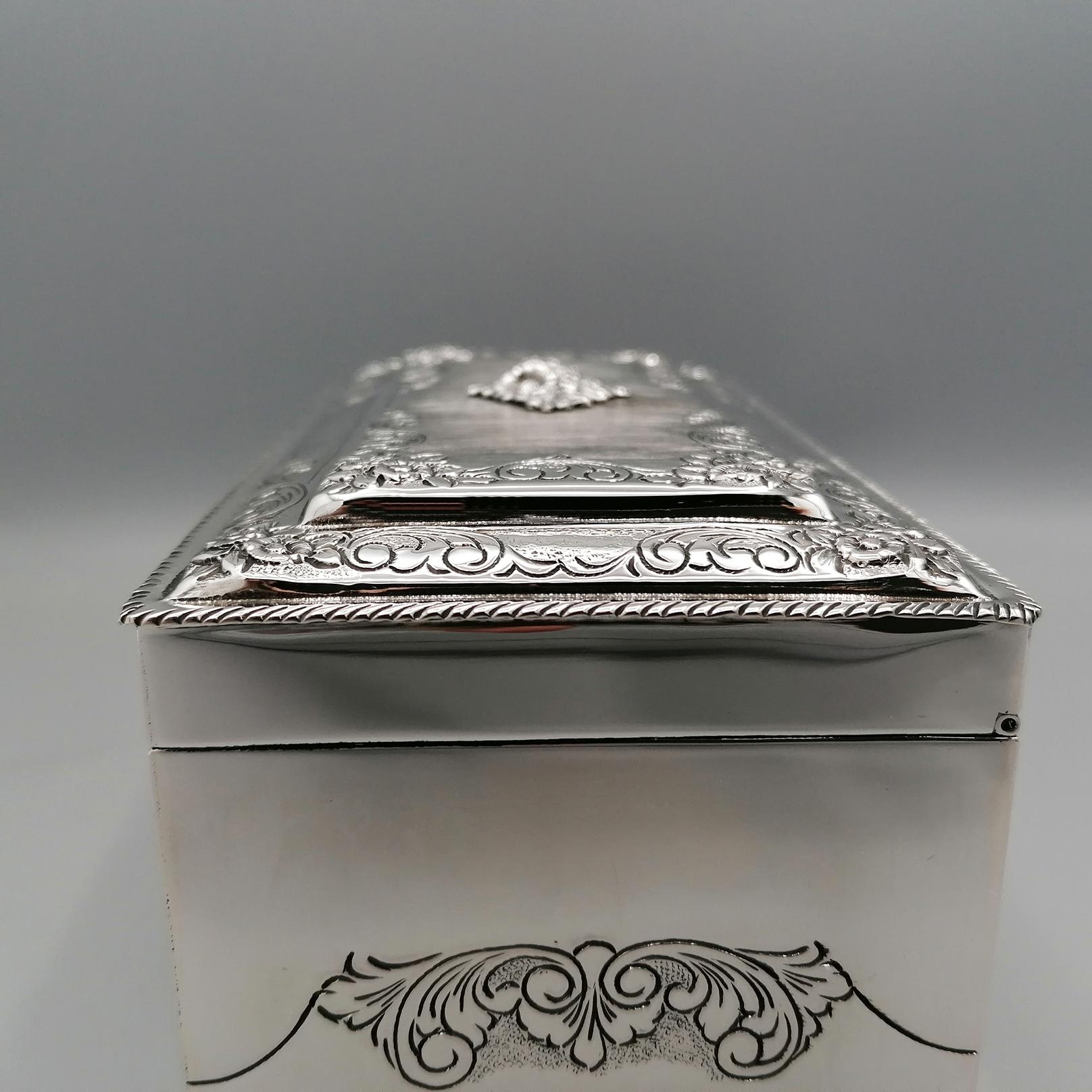 20th Century Italian 800 Solid Silver Jewel Box For Sale 1