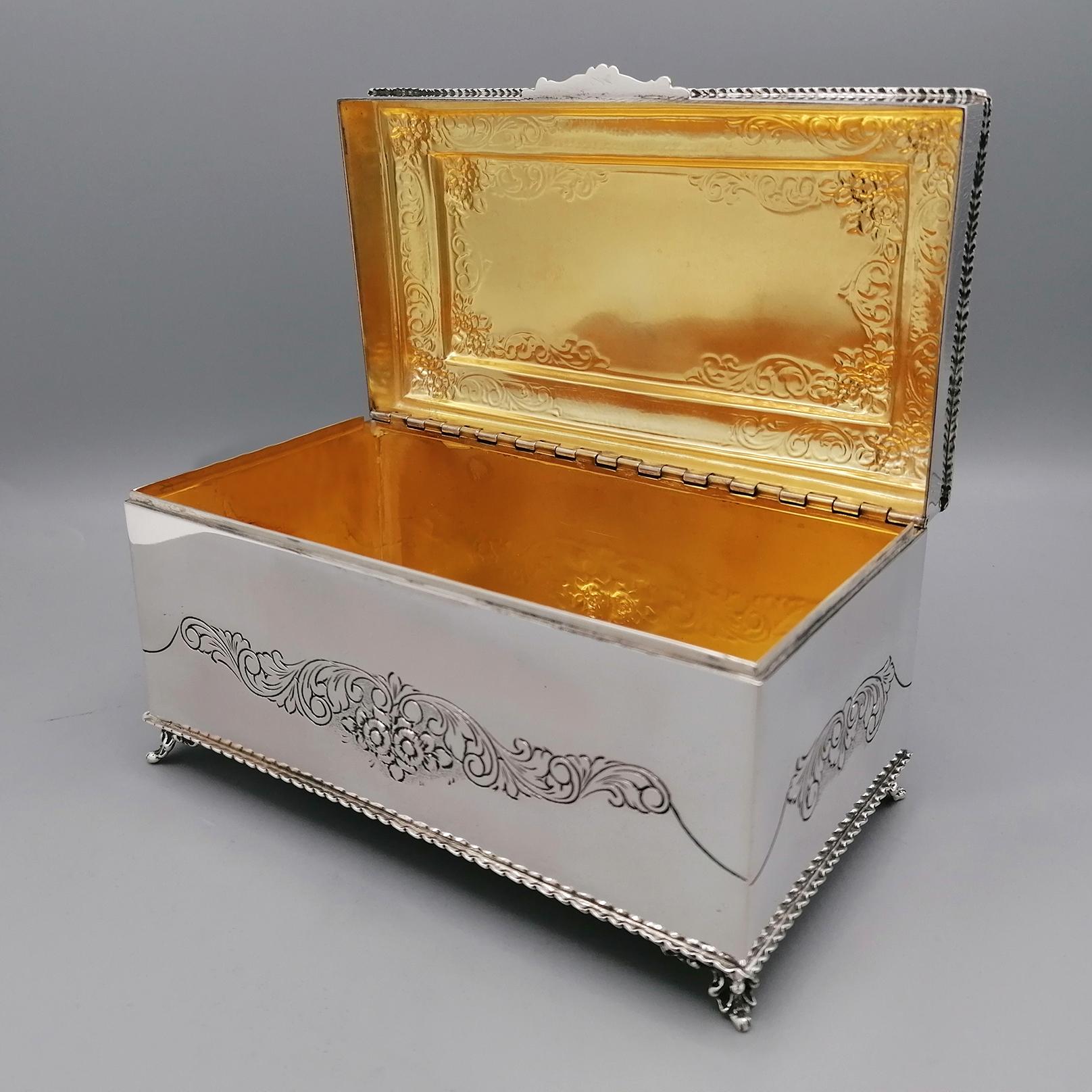 20th Century Italian 800 Solid Silver Jewel Box For Sale 3