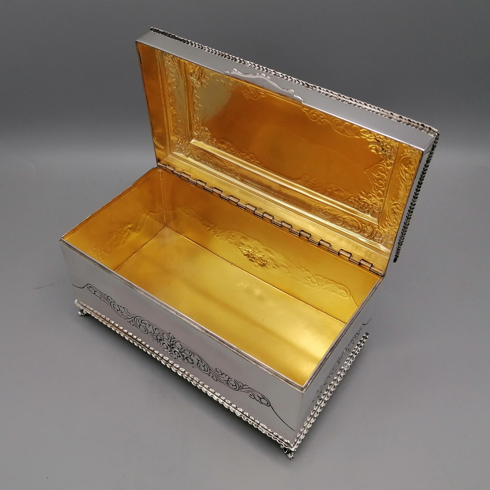 20th Century Italian 800 Solid Silver Jewel Box For Sale 4