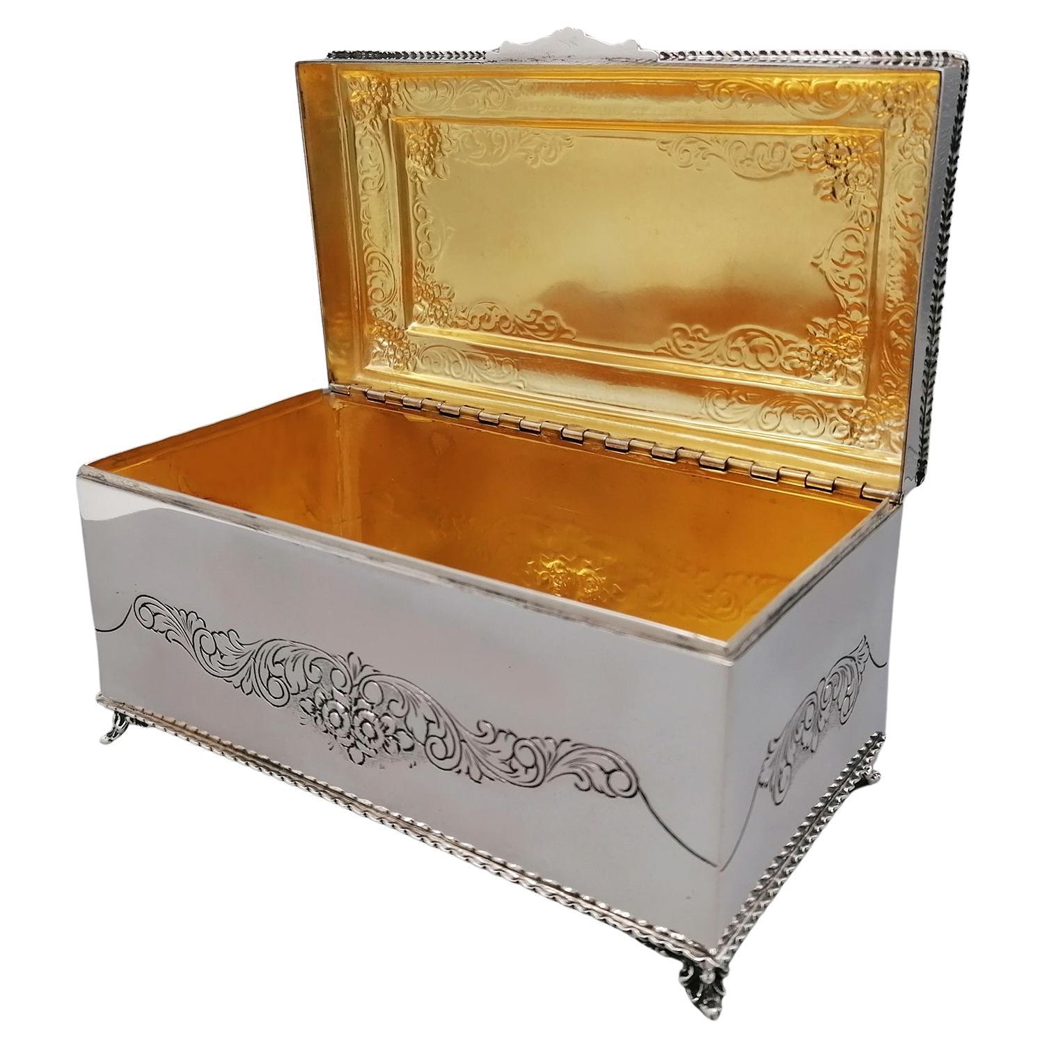 20th Century Italian 800 Solid Silver Jewel Box For Sale