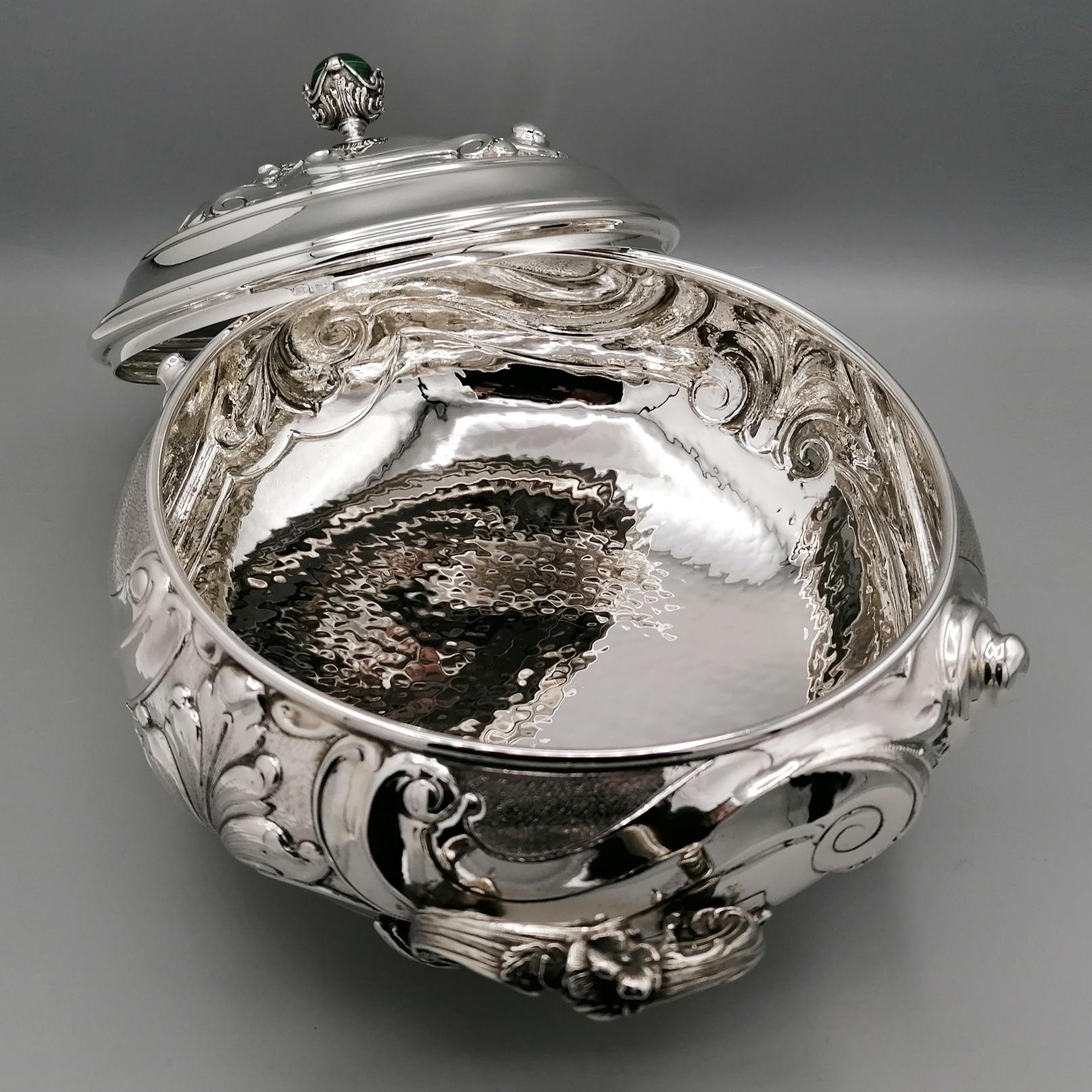 20th Century Italian Solid Silver Italia Soup Tureen on Stand For Sale 13