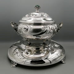 20th Century Italian Solid Silver Italia Soup Tureen on Stand