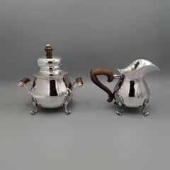 20th Century italian Solid Silver Sugar Bowl and Cream Jug