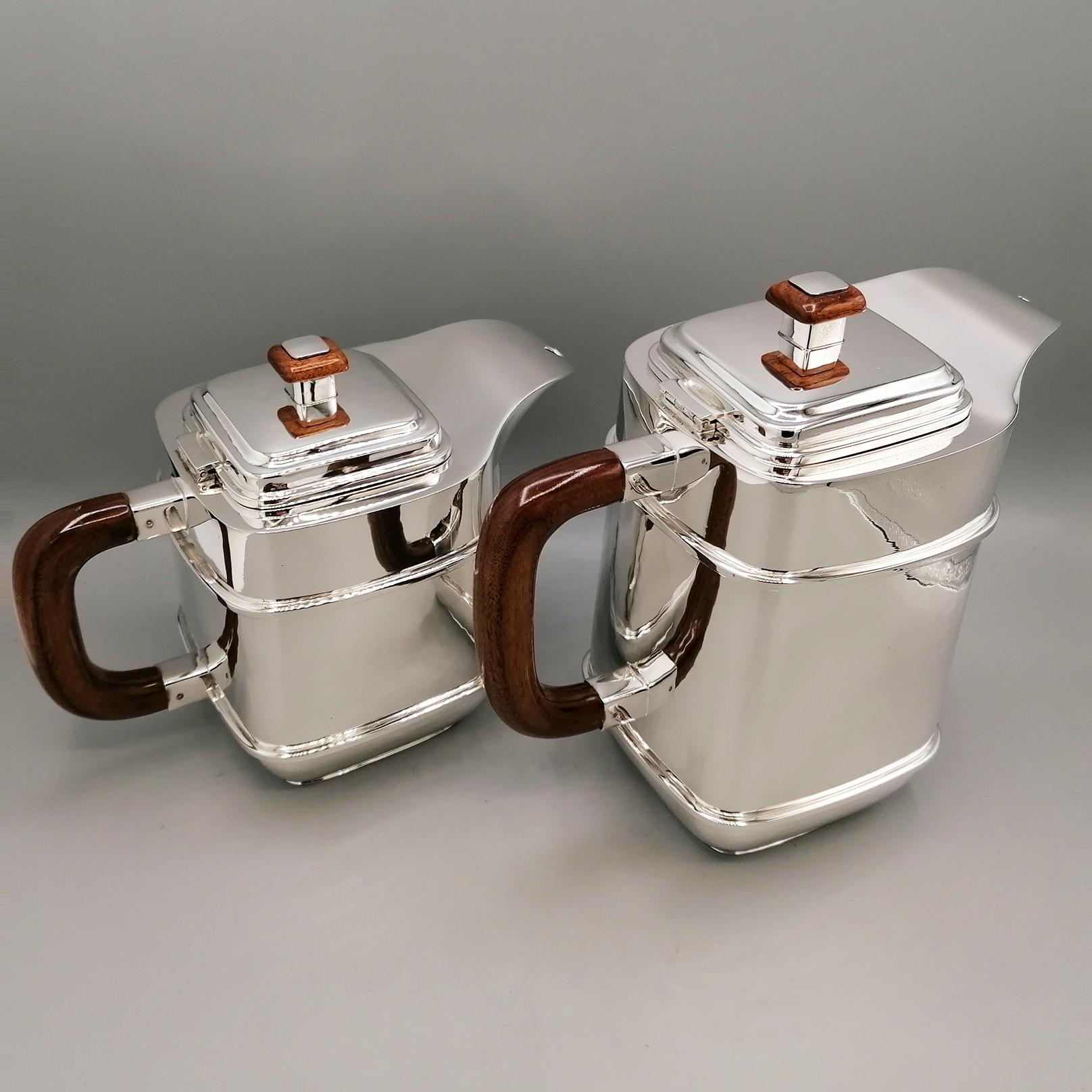 20th Century Italian Sterlig Silver Tea-Coffee Set in Art Deco' Style For Sale 11