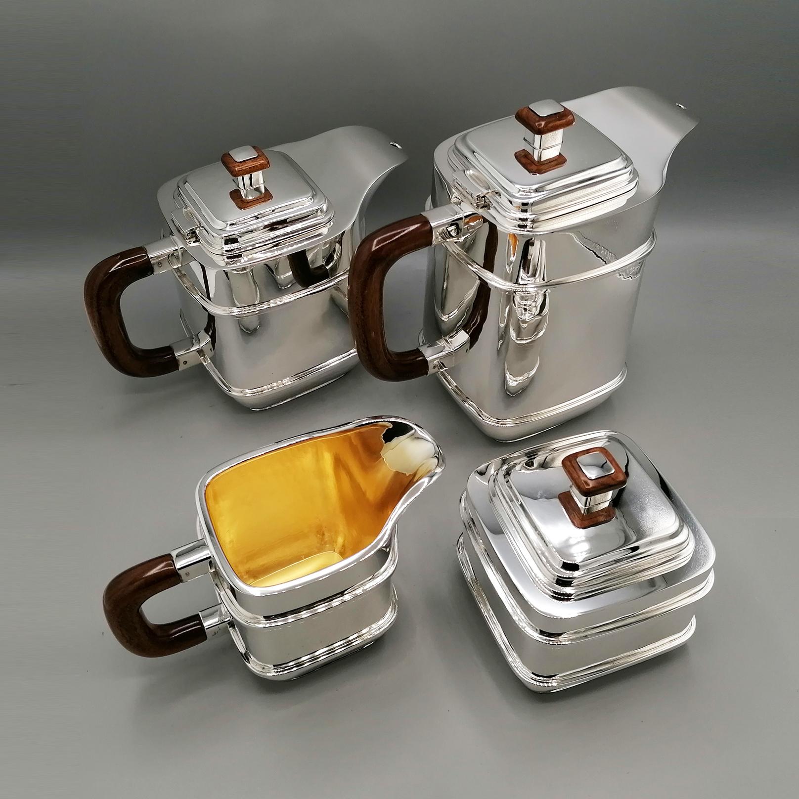 20. Jahrhundert Italienisches Sterlig Silber Tee-Kaffee Set im Art Deco' Stil im Angebot 10