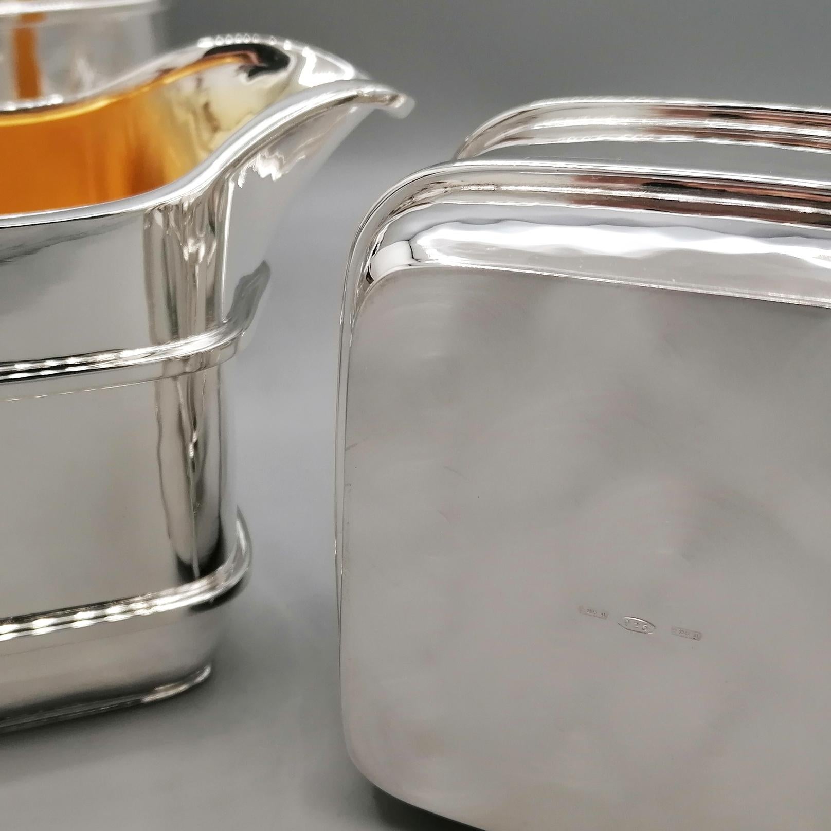 20. Jahrhundert Italienisches Sterlig Silber Tee-Kaffee Set im Art Deco' Stil im Angebot 11