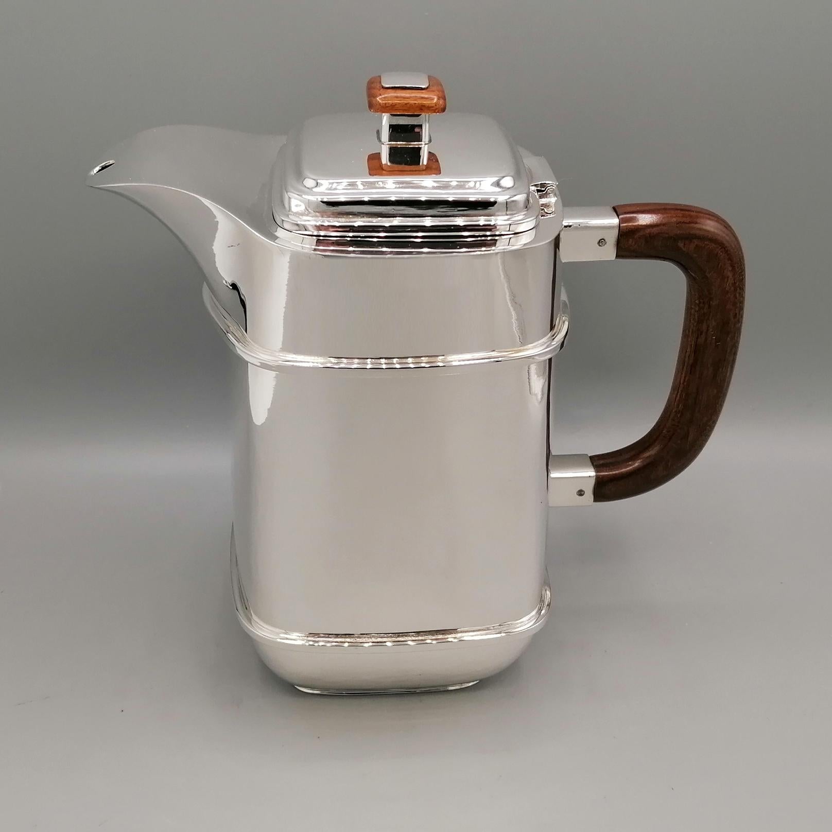 20. Jahrhundert Italienisches Sterlig Silber Tee-Kaffee Set im Art Deco' Stil (Italian) im Angebot