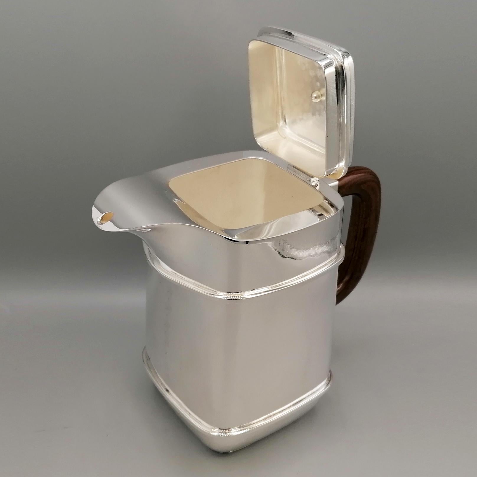 20. Jahrhundert Italienisches Sterlig Silber Tee-Kaffee Set im Art Deco' Stil (Gehämmert) im Angebot