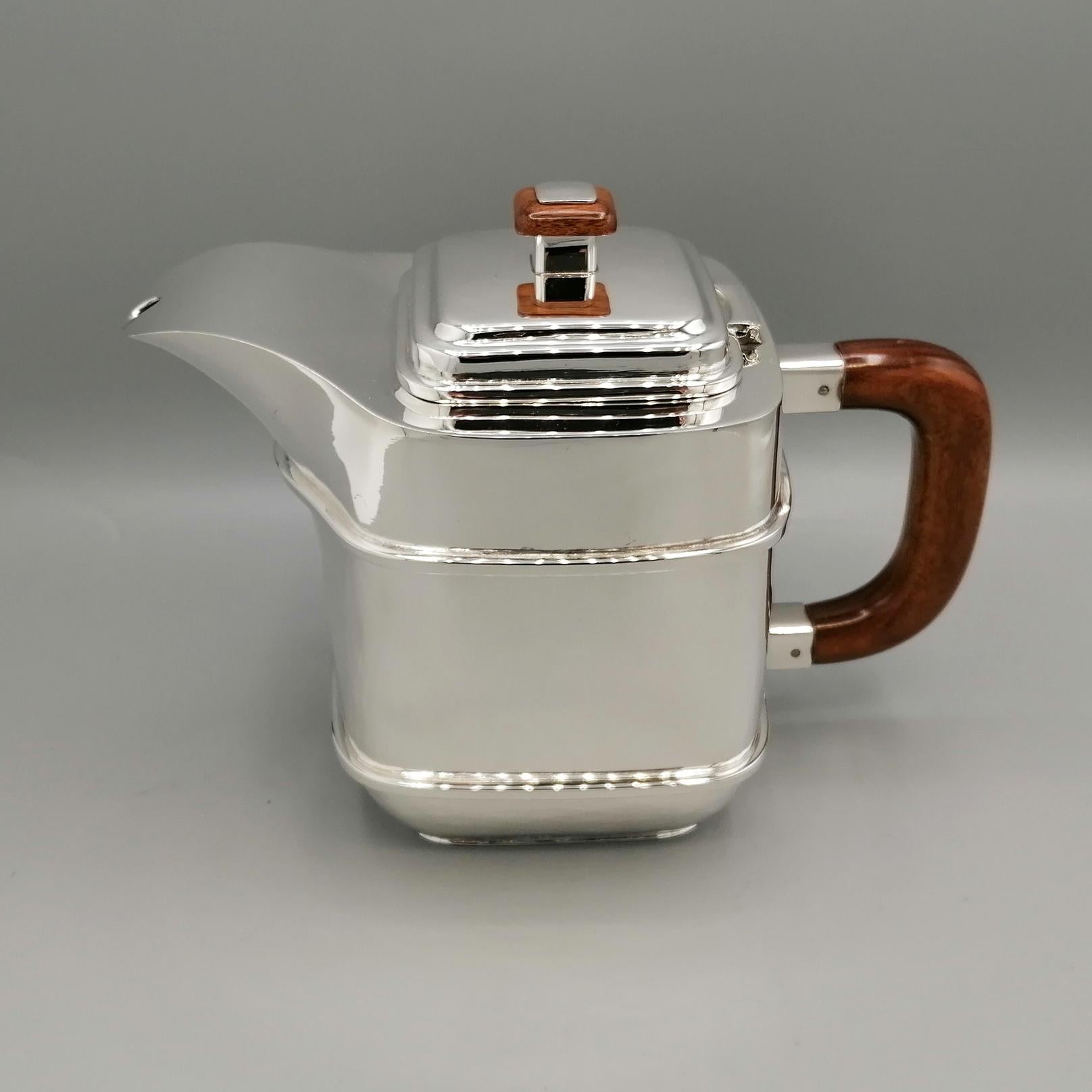 20. Jahrhundert Italienisches Sterlig Silber Tee-Kaffee Set im Art Deco' Stil (Late 20th Century) im Angebot