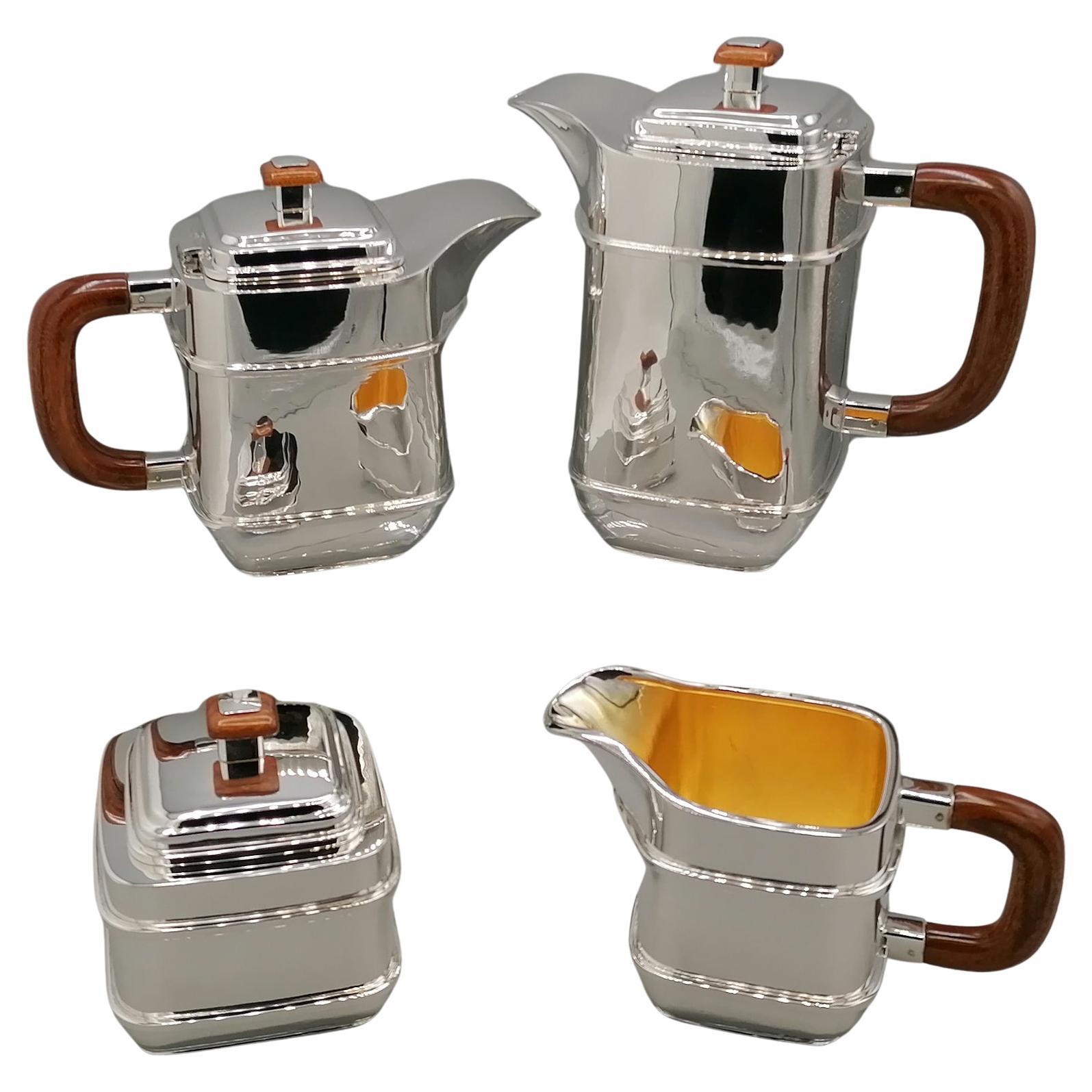 20° Century Italian Sterlig Silver Tea-Coffee set in Art Deco' Style in vendita