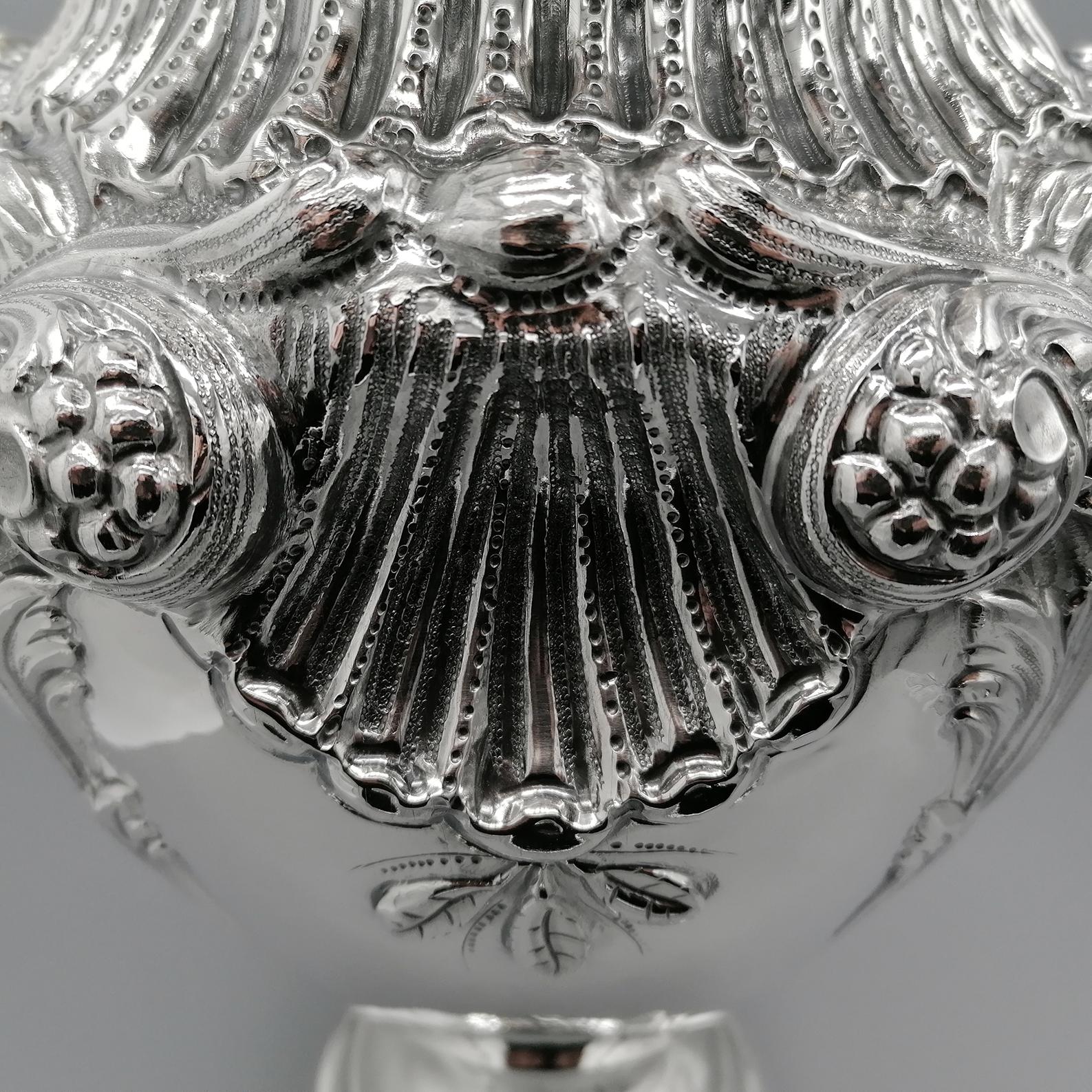 20th Century Italian Sterling Silver Baroque Vase For Sale 6