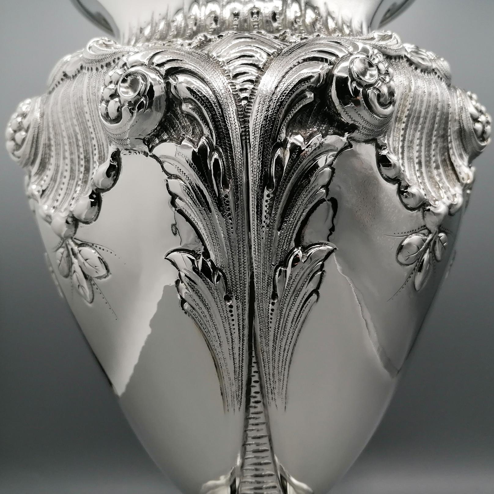 20th Century Italian Sterling Silver Baroque Vase For Sale 6