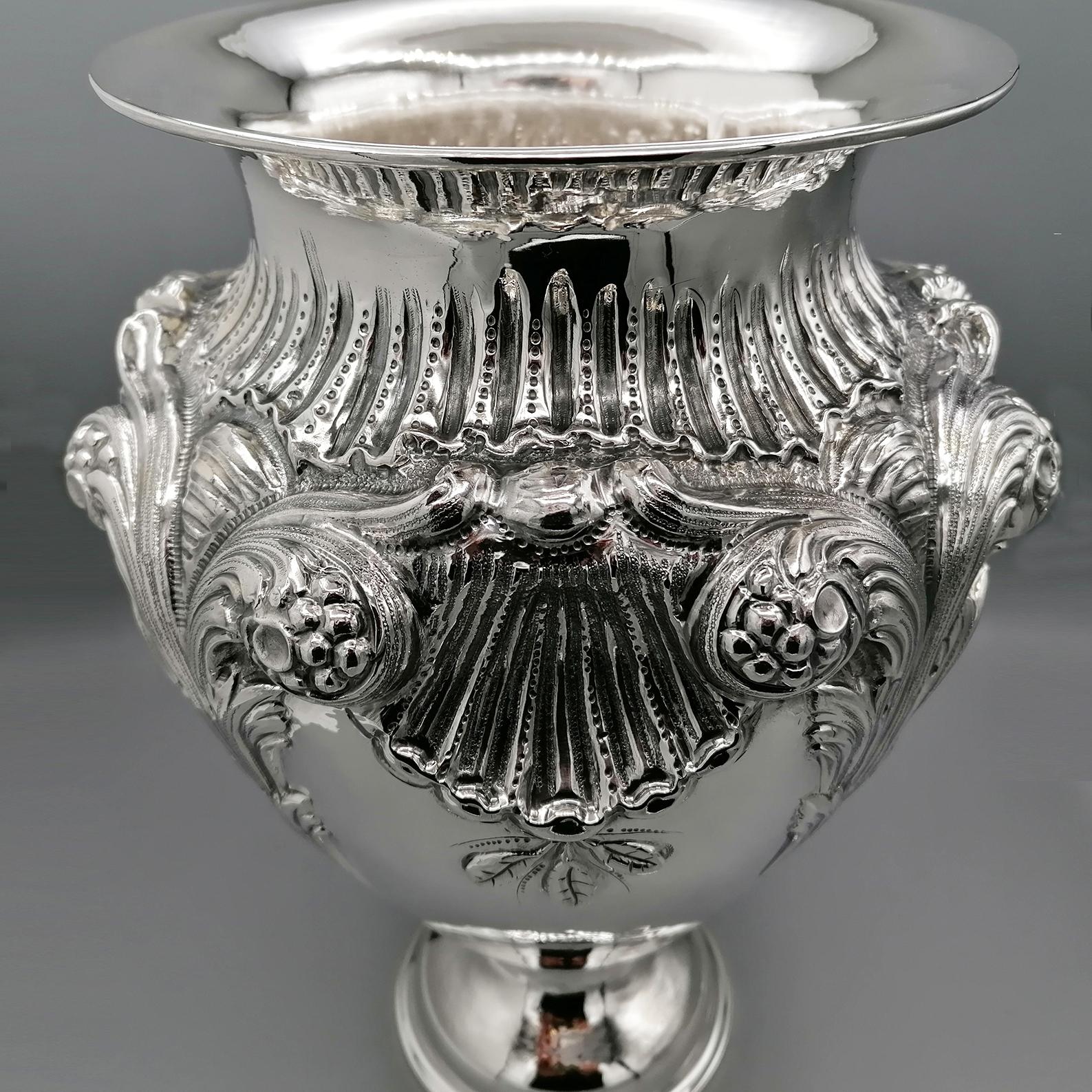 20th Century Italian Sterling Silver Baroque Vase For Sale 7