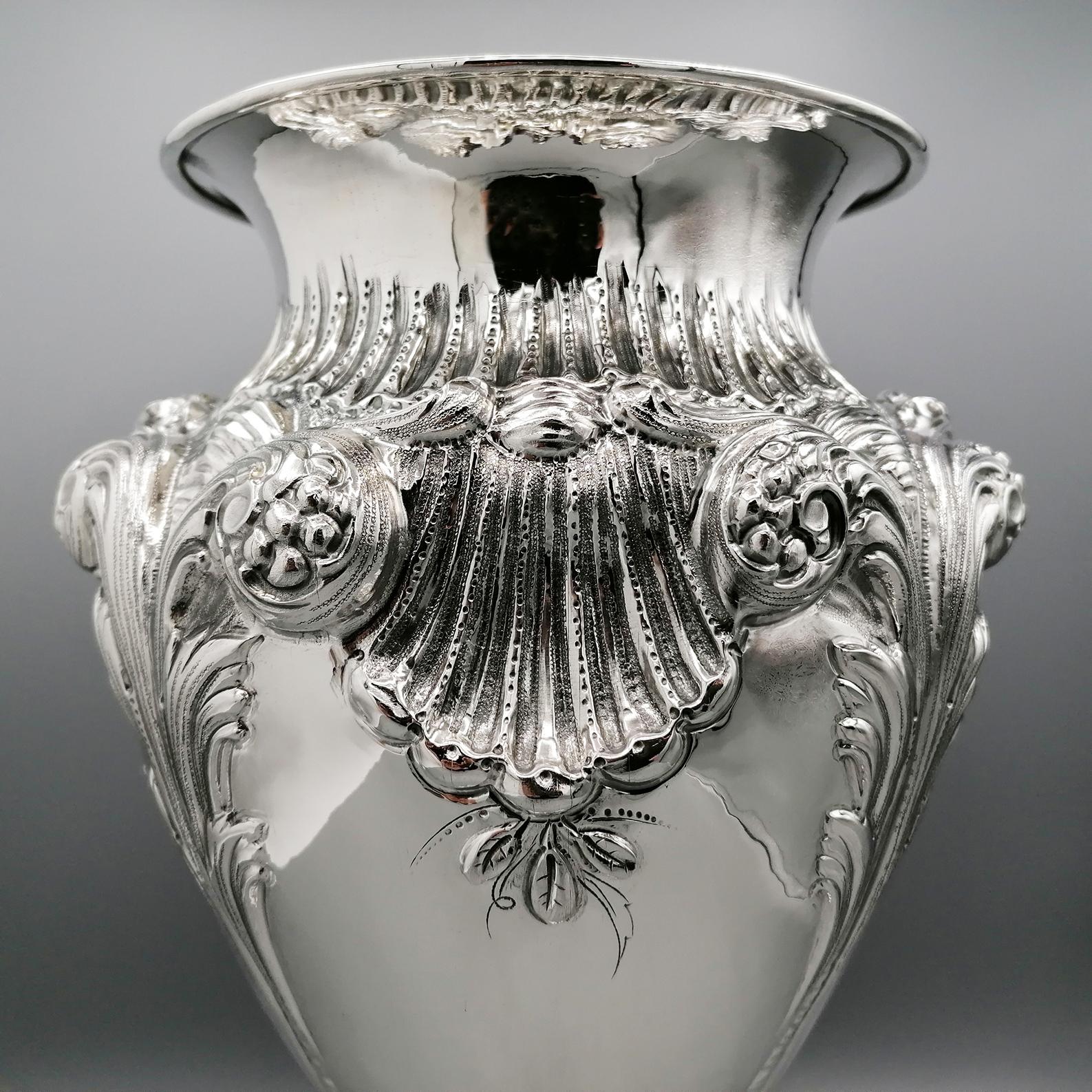 20th Century Italian Sterling Silver Baroque Vase For Sale 8