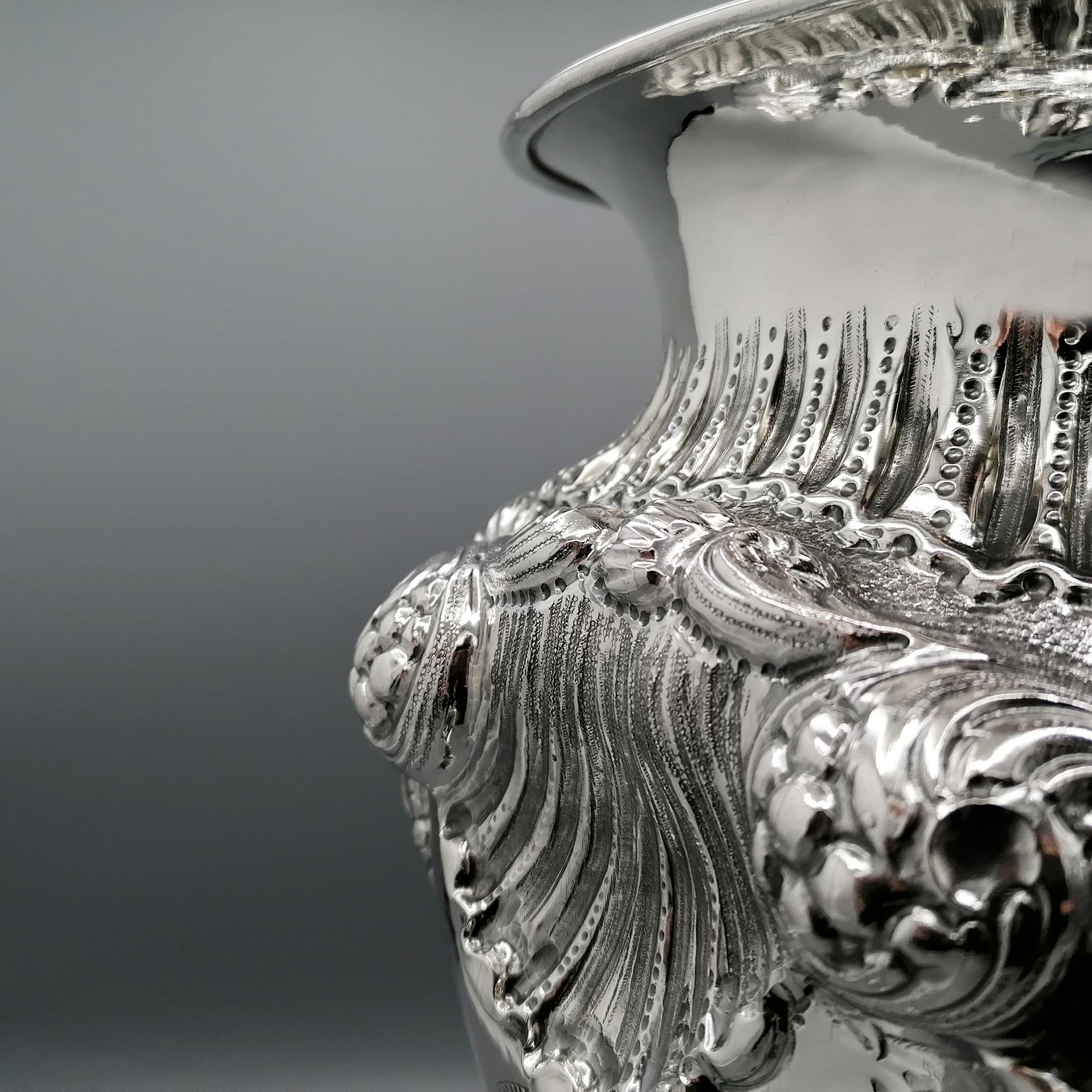 20th Century Italian Sterling Silver Baroque Vase For Sale 9