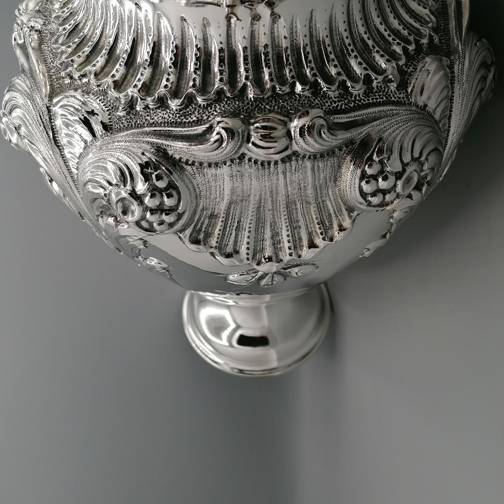 20th Century Italian Sterling Silver Baroque Vase For Sale 11