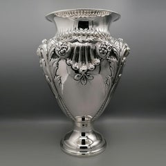 20° Century Italian Sterling Silver Baroque Vase