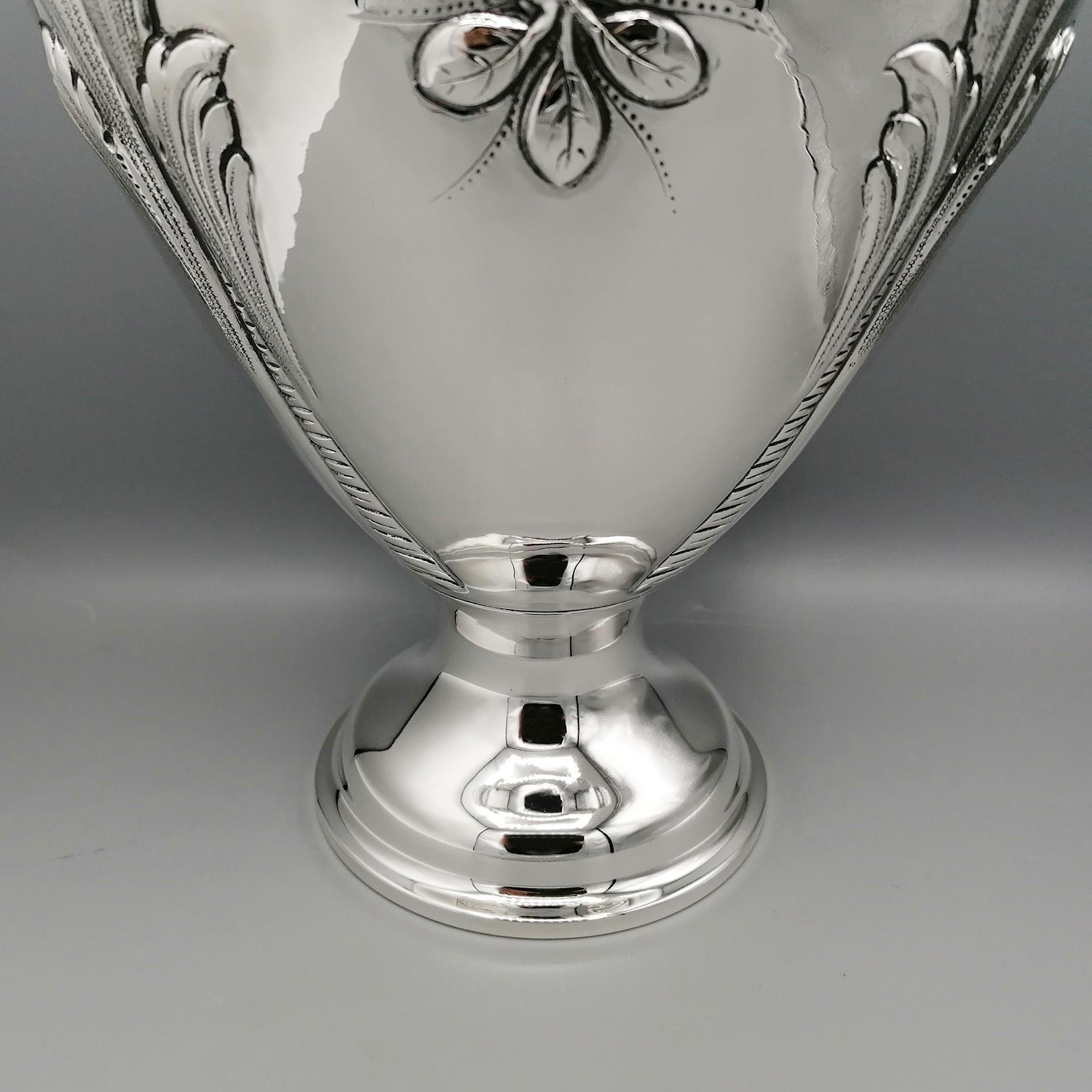 Late 20th Century 20th Century Italian Sterling Silver Baroque Vase For Sale
