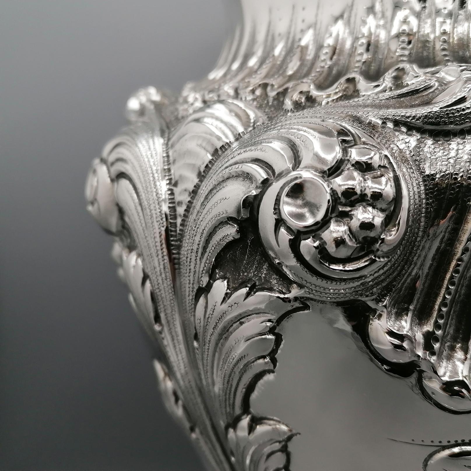 20th Century Italian Sterling Silver Baroque Vase For Sale 1