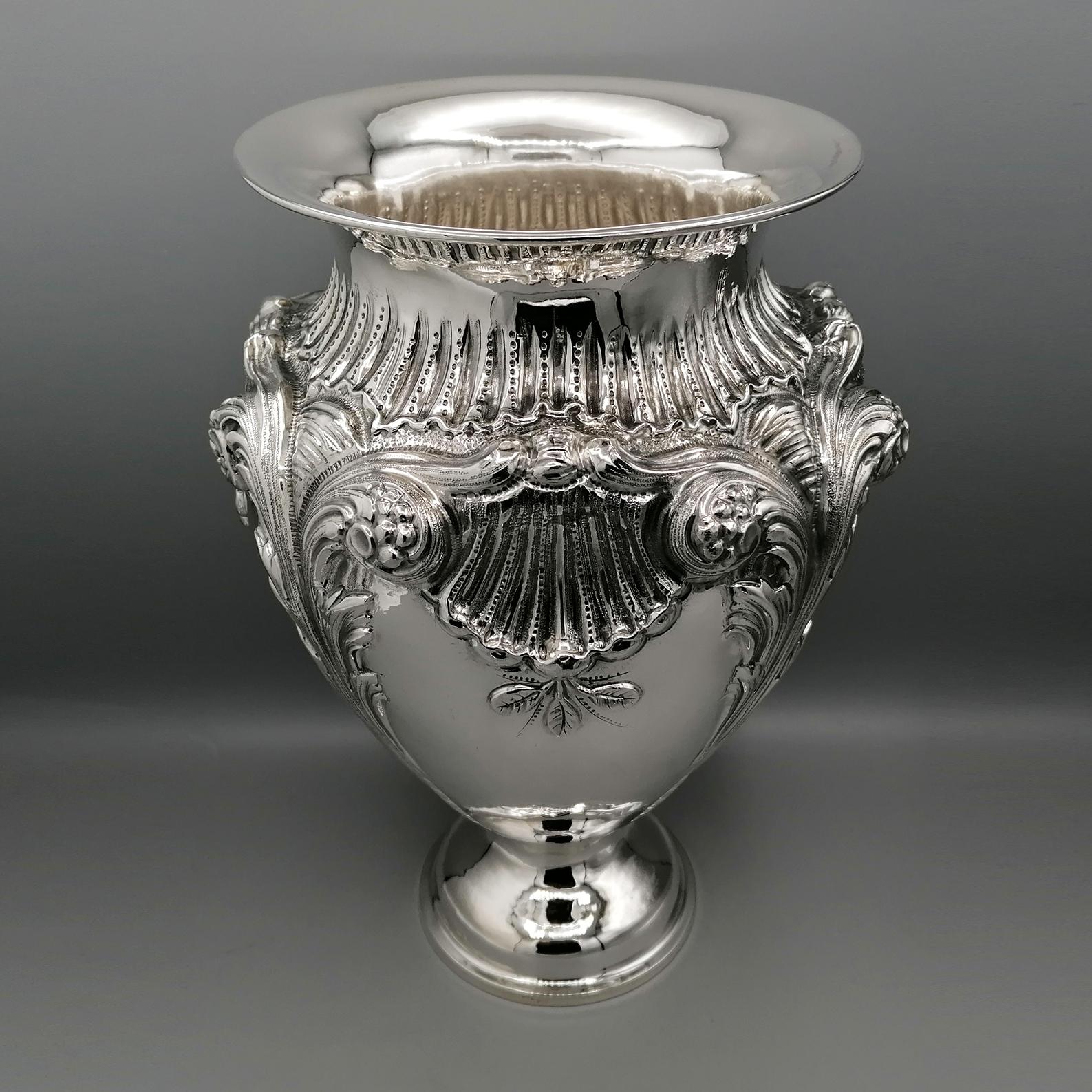 20th Century Italian Sterling Silver Baroque Vase For Sale 3
