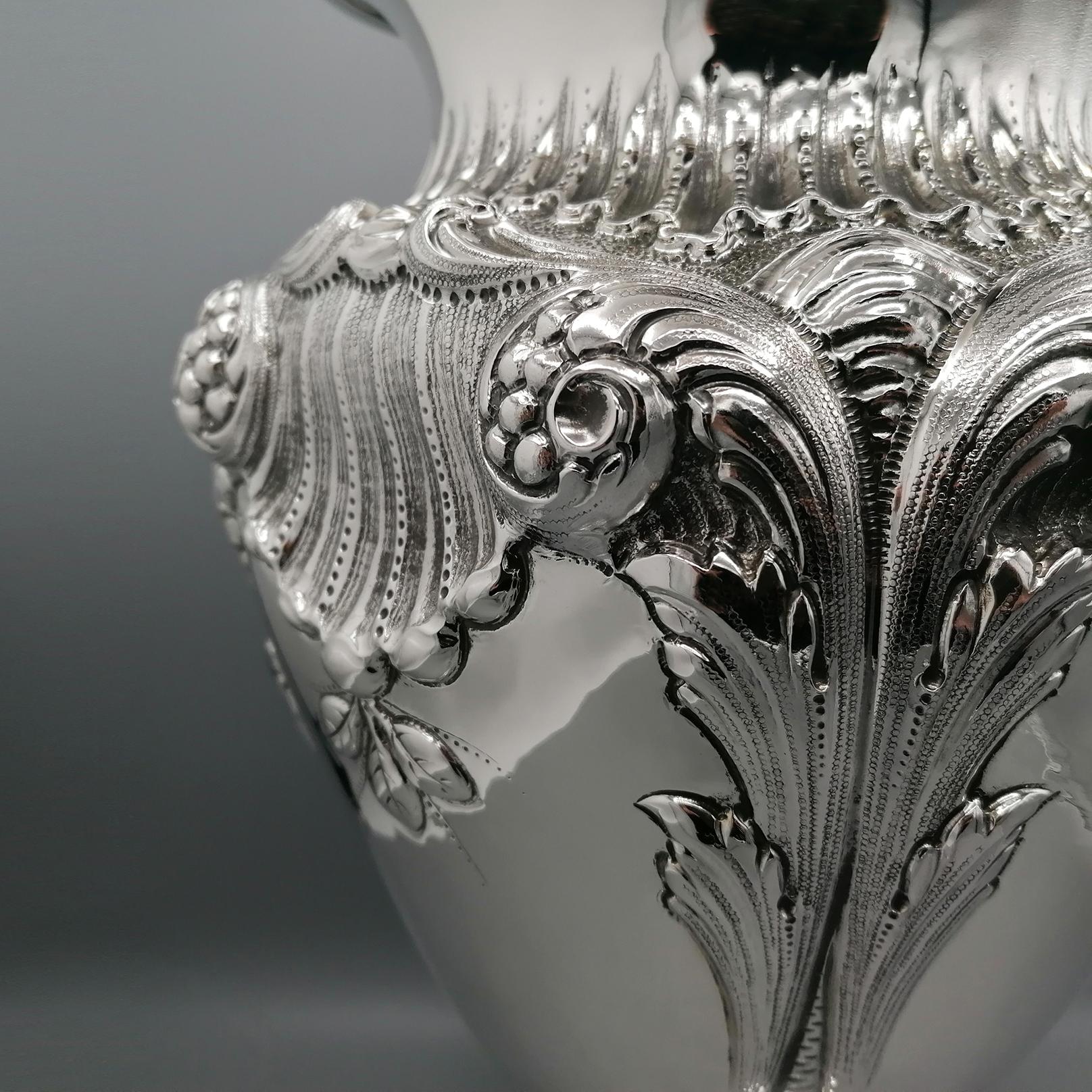 20th Century Italian Sterling Silver Baroque Vase For Sale 4