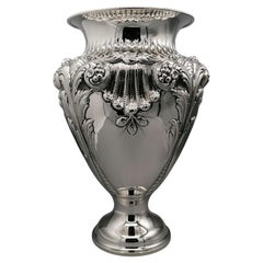 Vintage 20th Century Italian Sterling Silver Baroque Vase