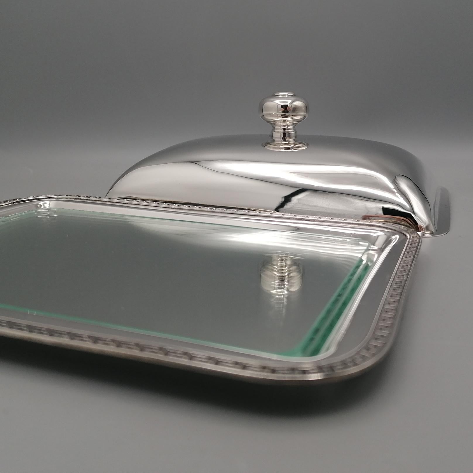 20th Century Italian Sterling Silver Butter Dish with Glass Liner For Sale 6
