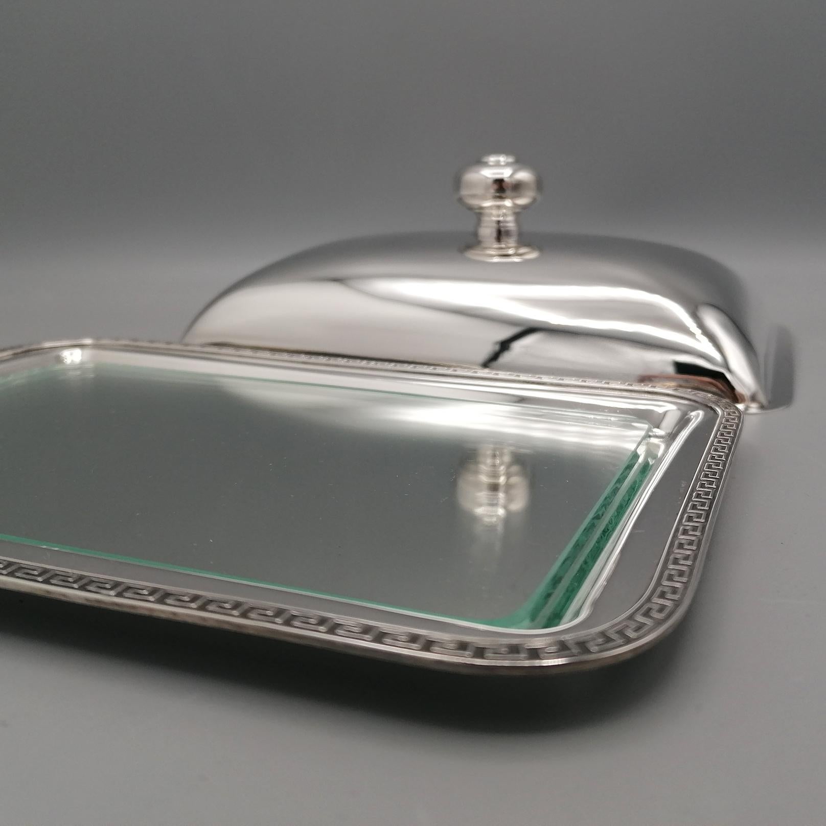 20th Century Italian Sterling Silver Butter Dish with Glass Liner For Sale 7