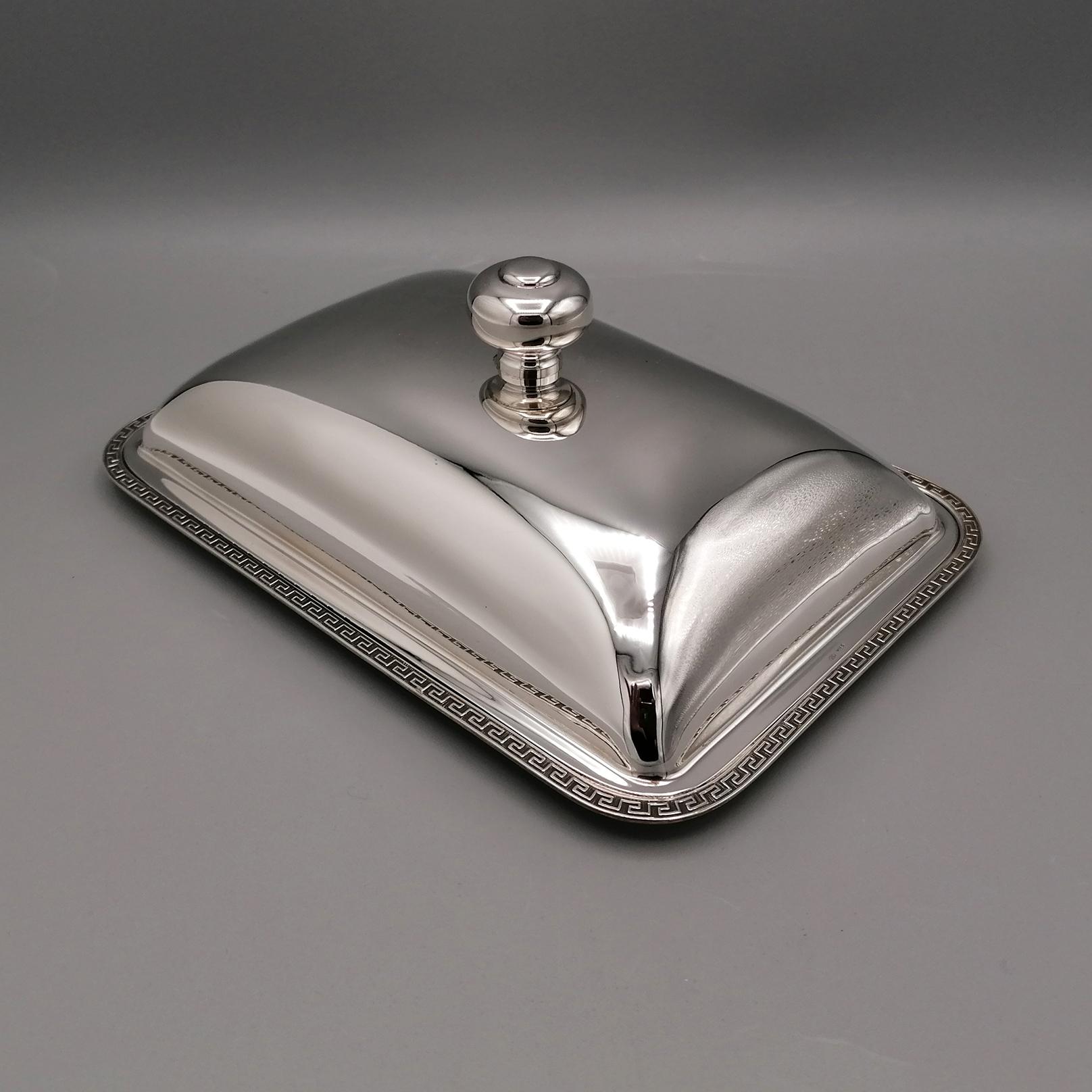 20th Century Italian Sterling Silver Butter Dish with Glass Liner For Sale 9