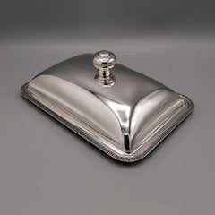 20th Century Italian Sterling Silver Butter Dish with Glass Liner