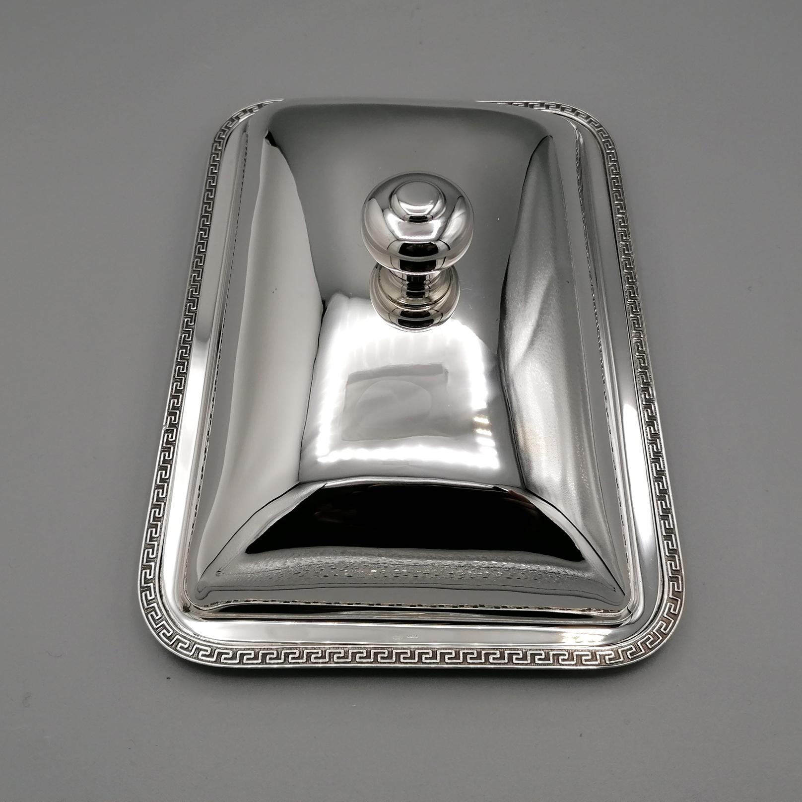 20th Century Italian Sterling Silver Butter Dish with Glass Liner For Sale 2