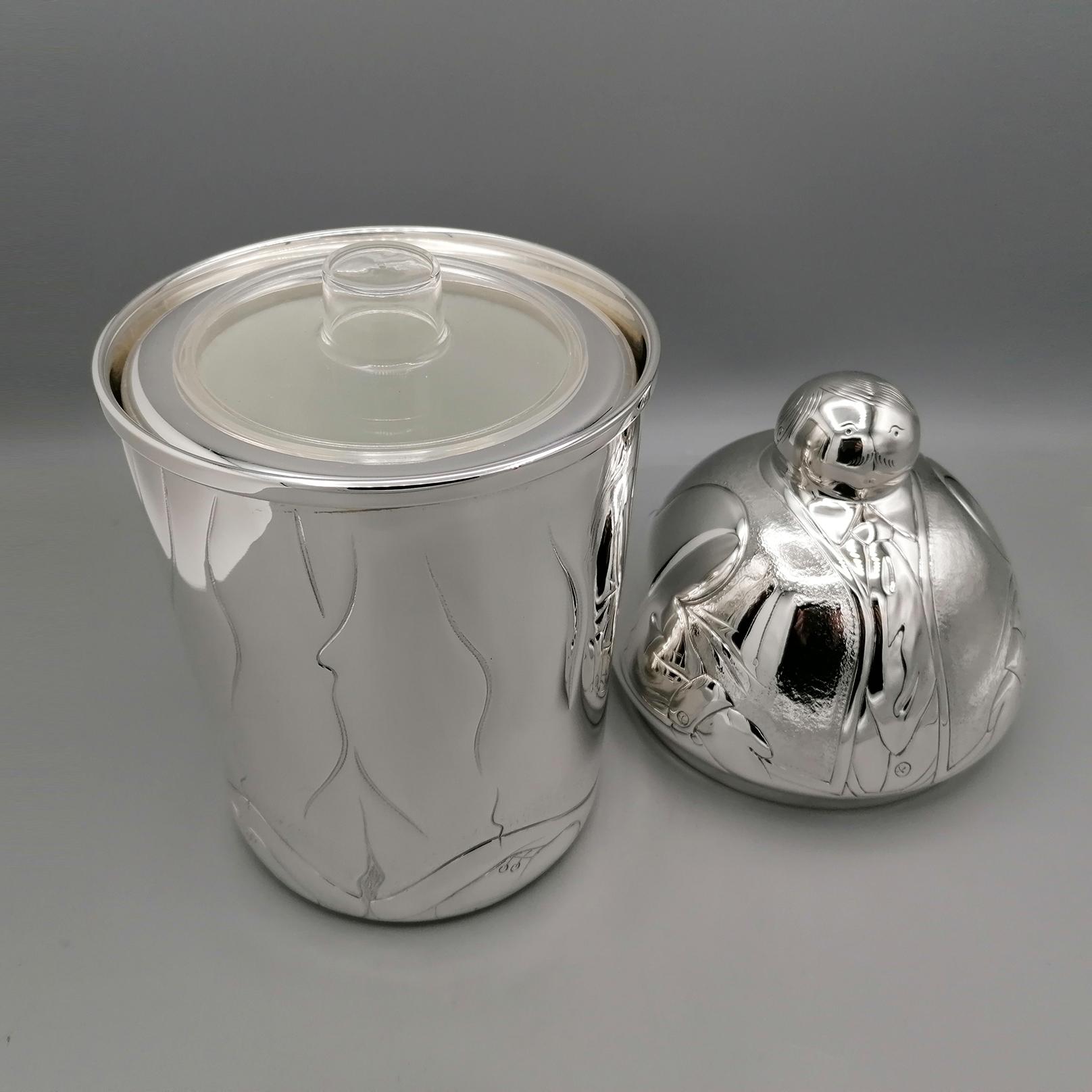 20° Century Italian Sterling Silver Decorative Glacette Wine cooler For Sale 4