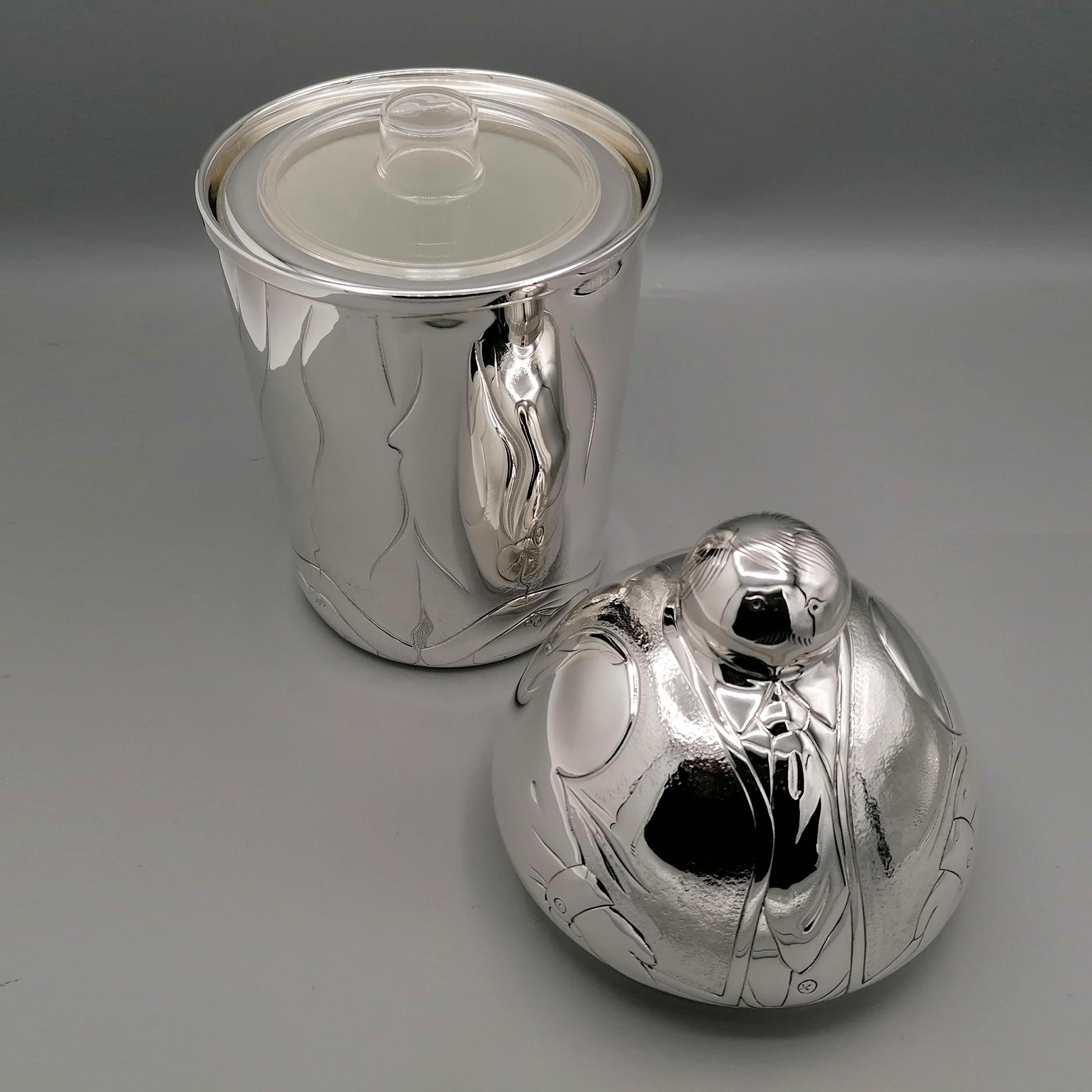 20° Siècle Italian Sterling Silver Decorative Glacette Wine cooler en vente 4
