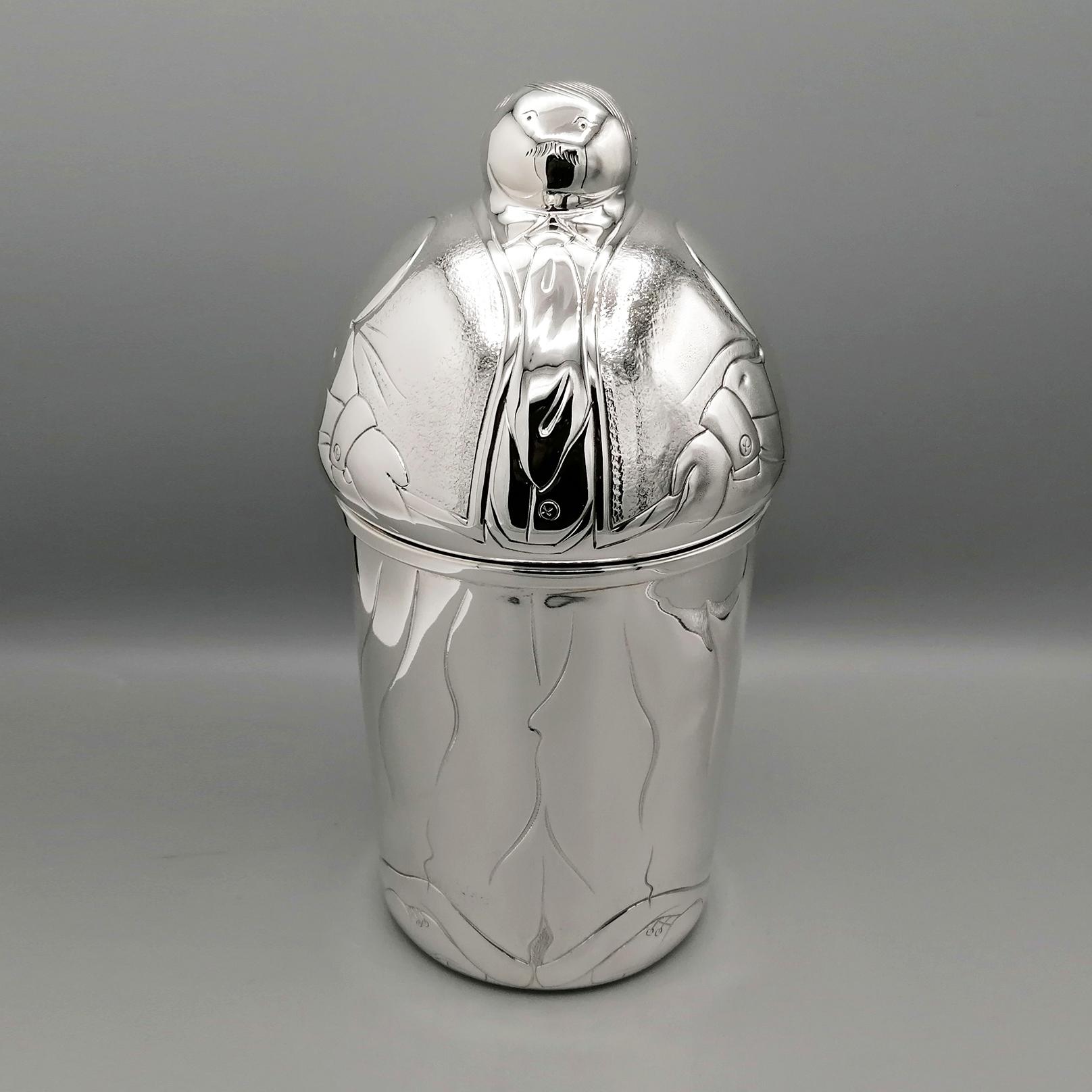 20° Century Italian Sterling Silver Decorative Glacette Wine cooler For Sale 11