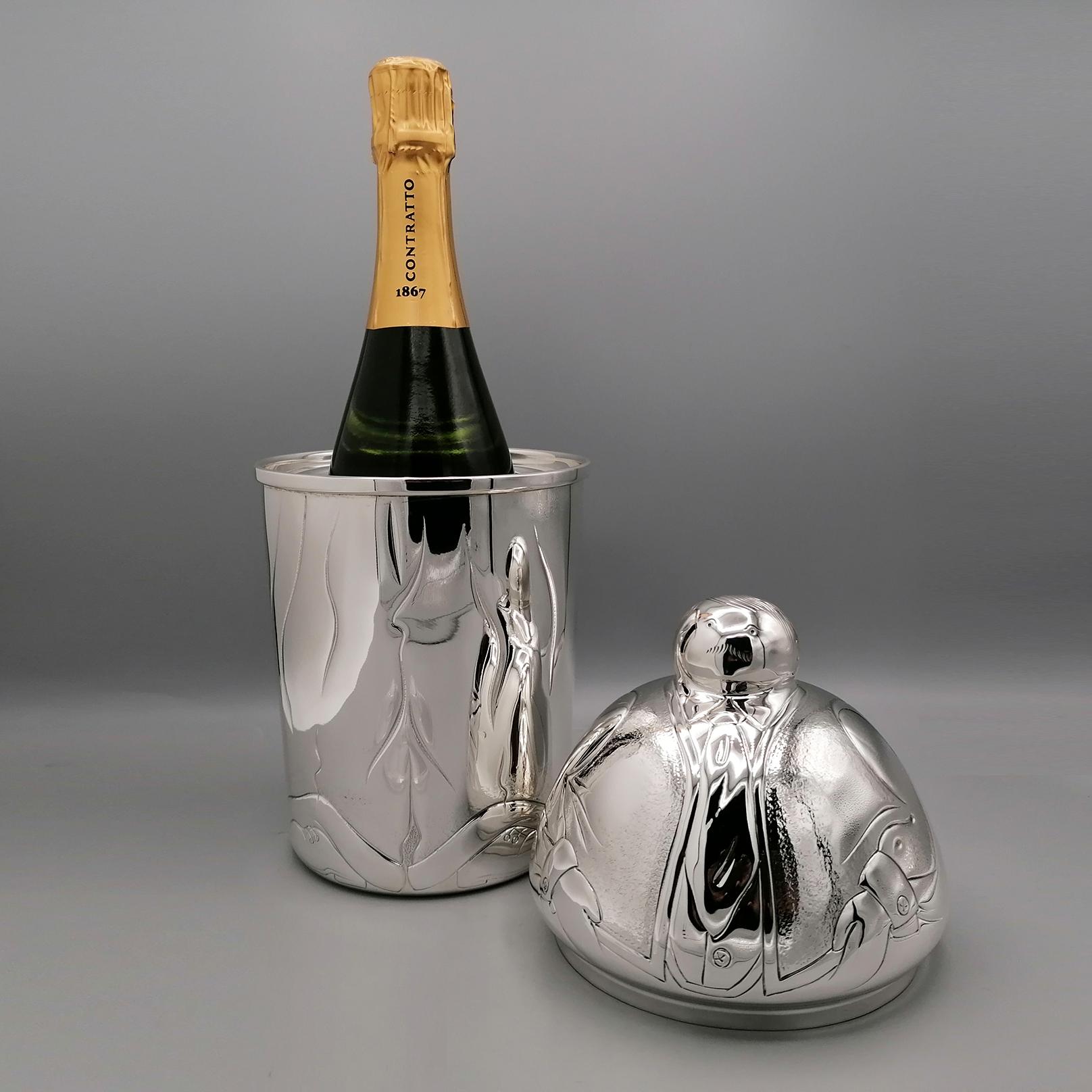 Autre 20° Siècle Italian Sterling Silver Decorative Glacette Wine cooler en vente