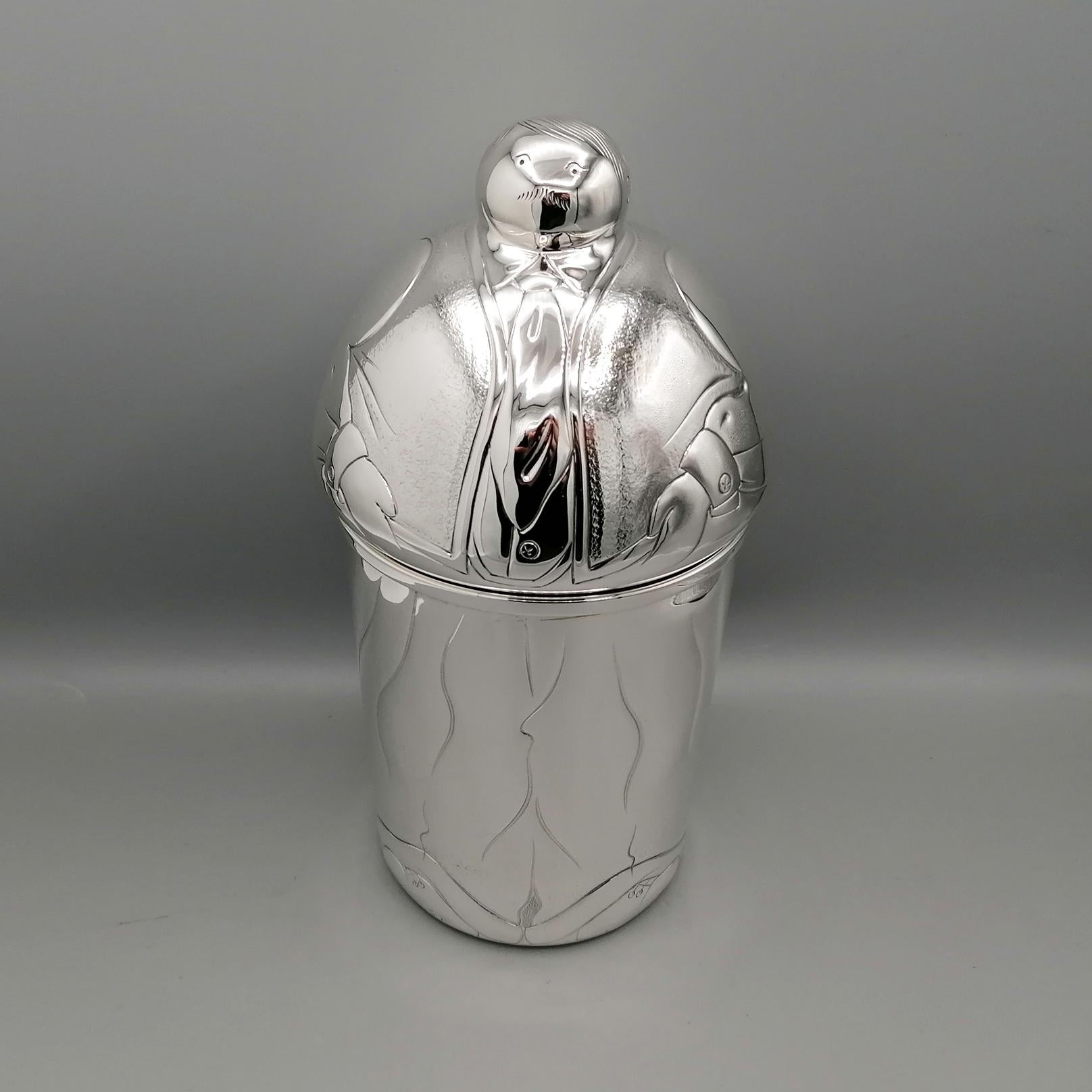 20th Century 20° Siècle Italian Sterling Silver Decorative Glacette Wine cooler en vente