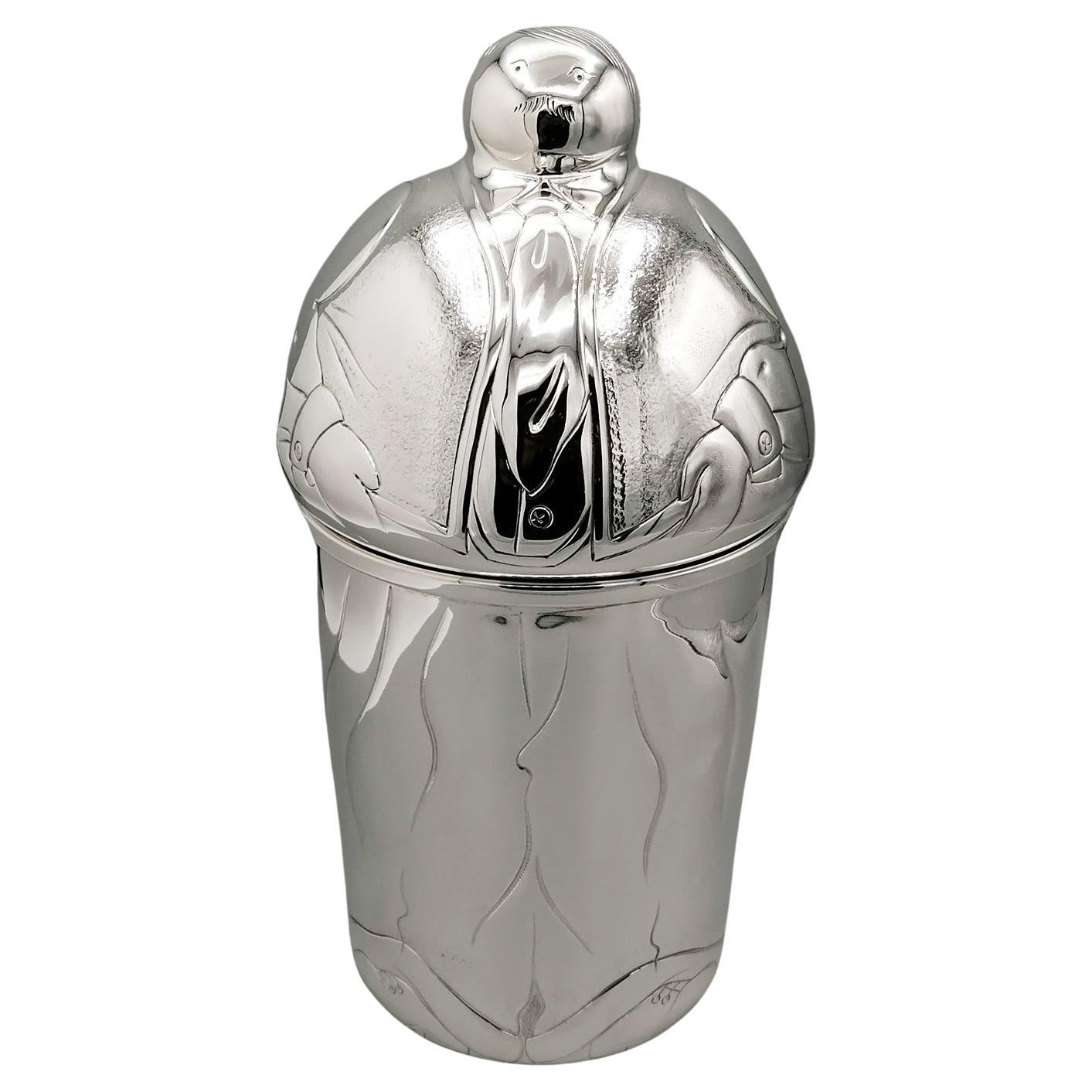 20° Siècle Italian Sterling Silver Decorative Glacette Wine cooler en vente