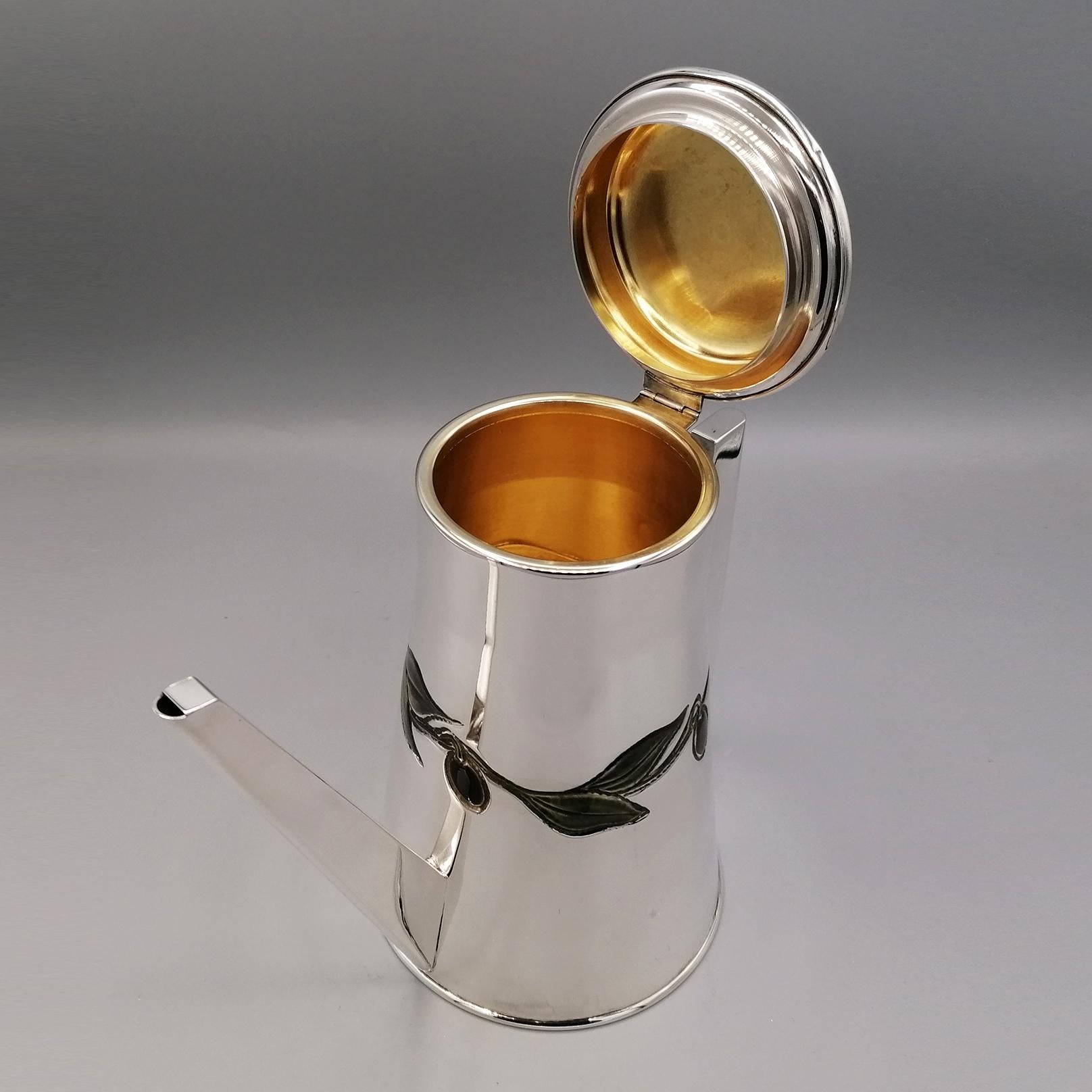 20th Century Italian Sterling Silver Enameled Oil Cruet For Sale 4