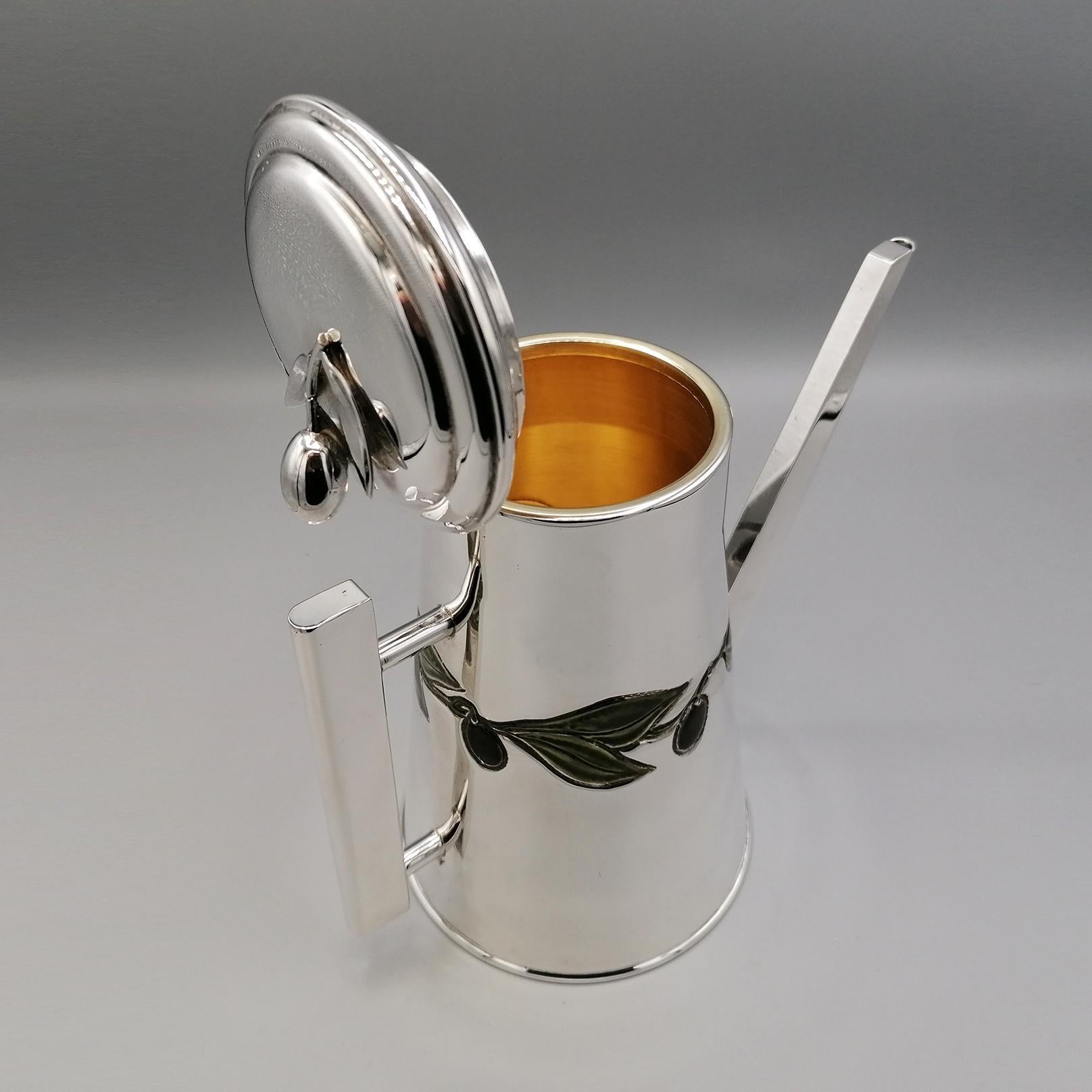Aceitera esmaltada de plata de ley italiana del siglo XX en venta 7