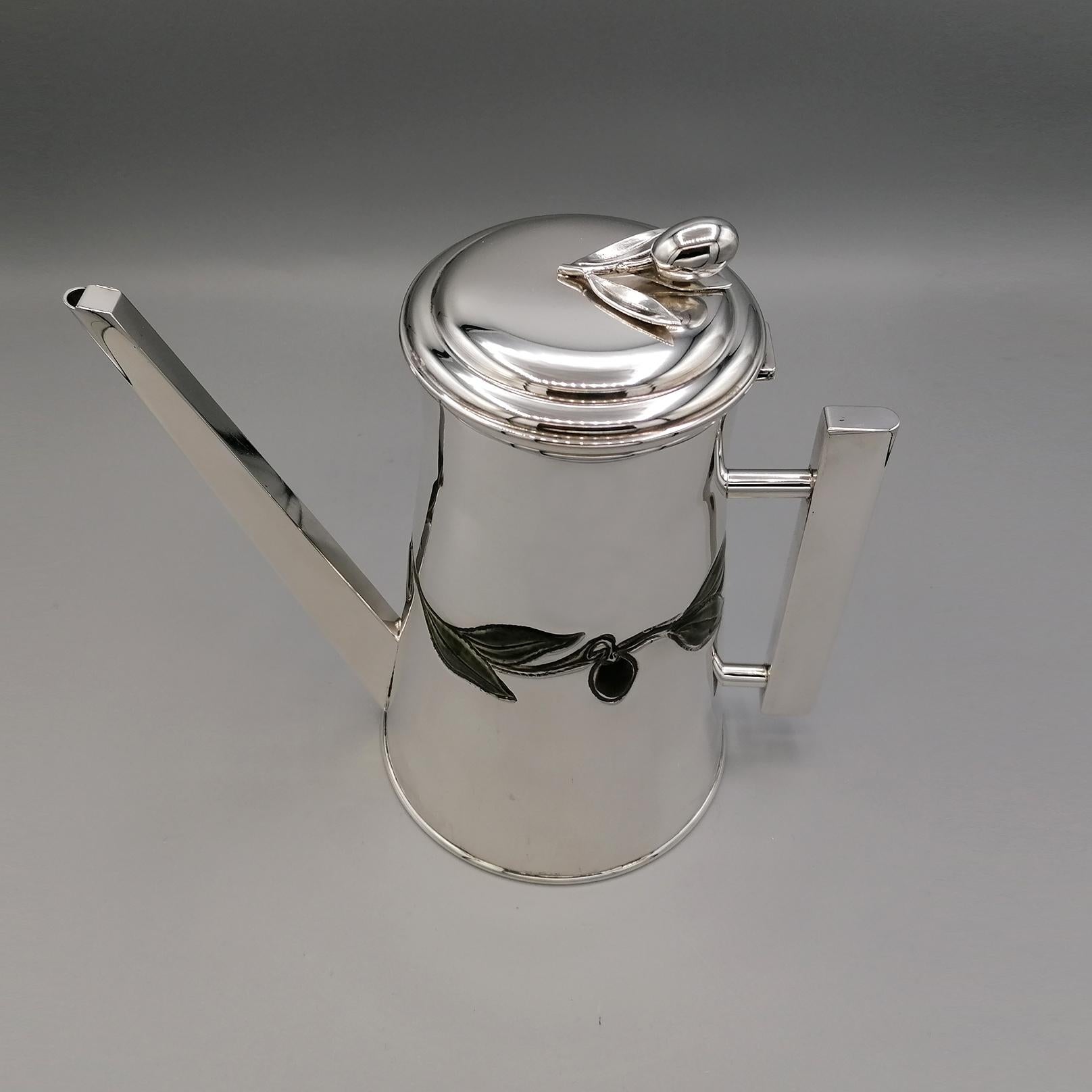 20th Century Italian Sterling Silver Enameled Oil Cruet In Excellent Condition For Sale In VALENZA, IT