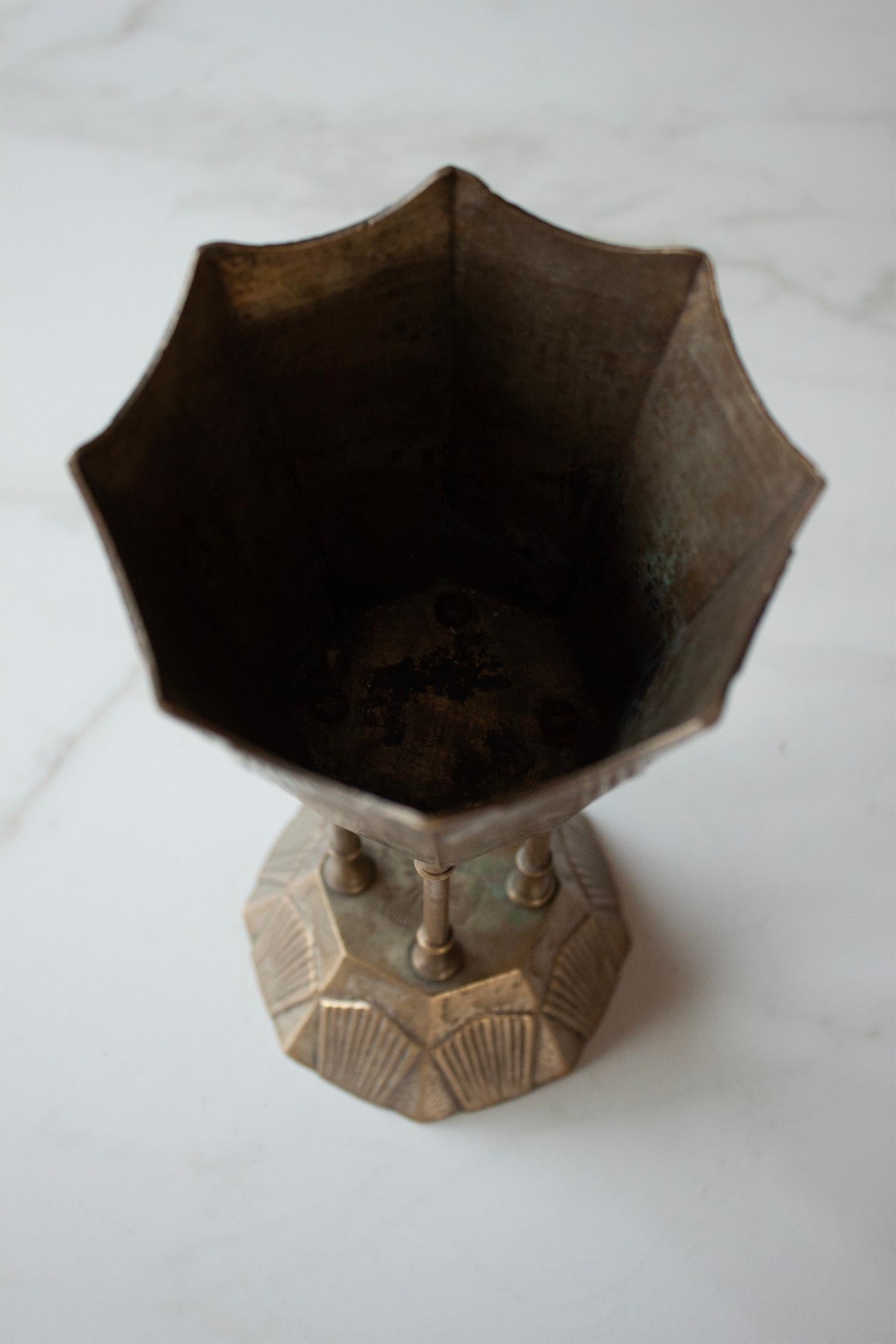 20 Century Silver Tin Art Nouveau, Jugendstiel Pillar Goblet, Footed Vase For Sale 3