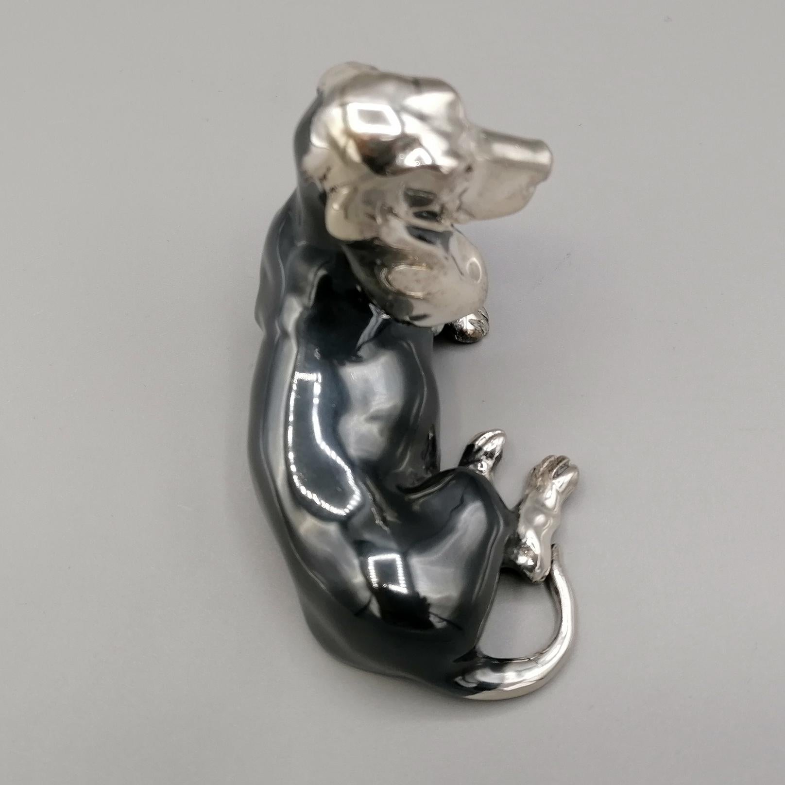 Solide Silberkultur des 20. Jahrhunderts mit der Darstellung eines Basset-Hundhundes im Angebot 3
