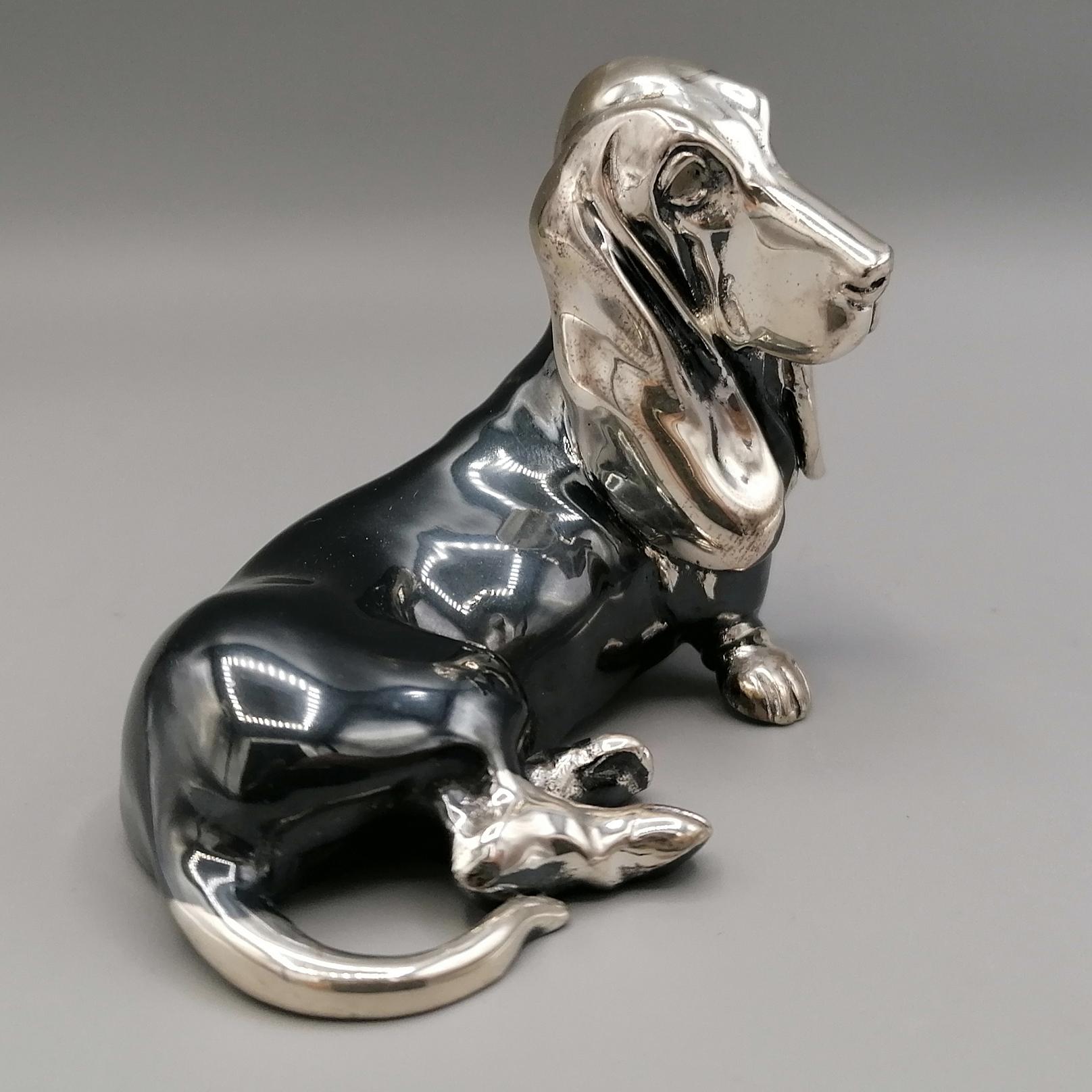 Other 20th Century Solid Silver Sculture Depicting a Basset Hound Dog For Sale
