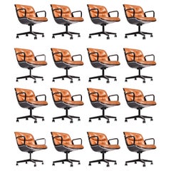 16 Charles Pollock Executive Desk Chairs for Knoll in Cognac Leather