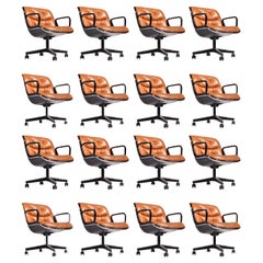 Used 16 Charles Pollock Executive Desk Chairs for Knoll in Cognac Leather